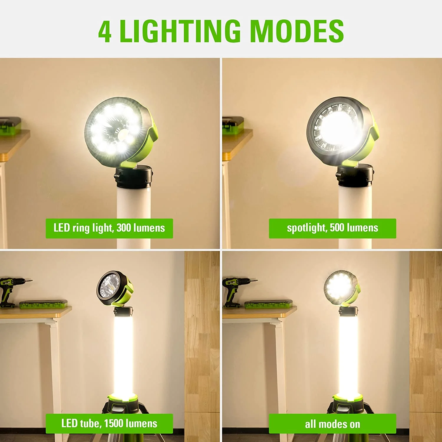 24V 2 in 1 Standing Light, LED Work Light with 2Ah Battery and Charger Image 6
