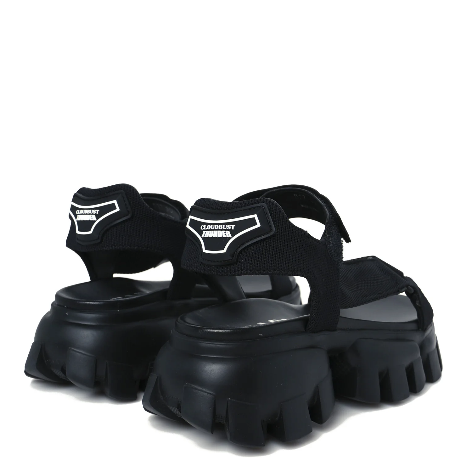 Nappa Logo Embossed Thunder Sole 50mm Sport Sandals 35.5 Black