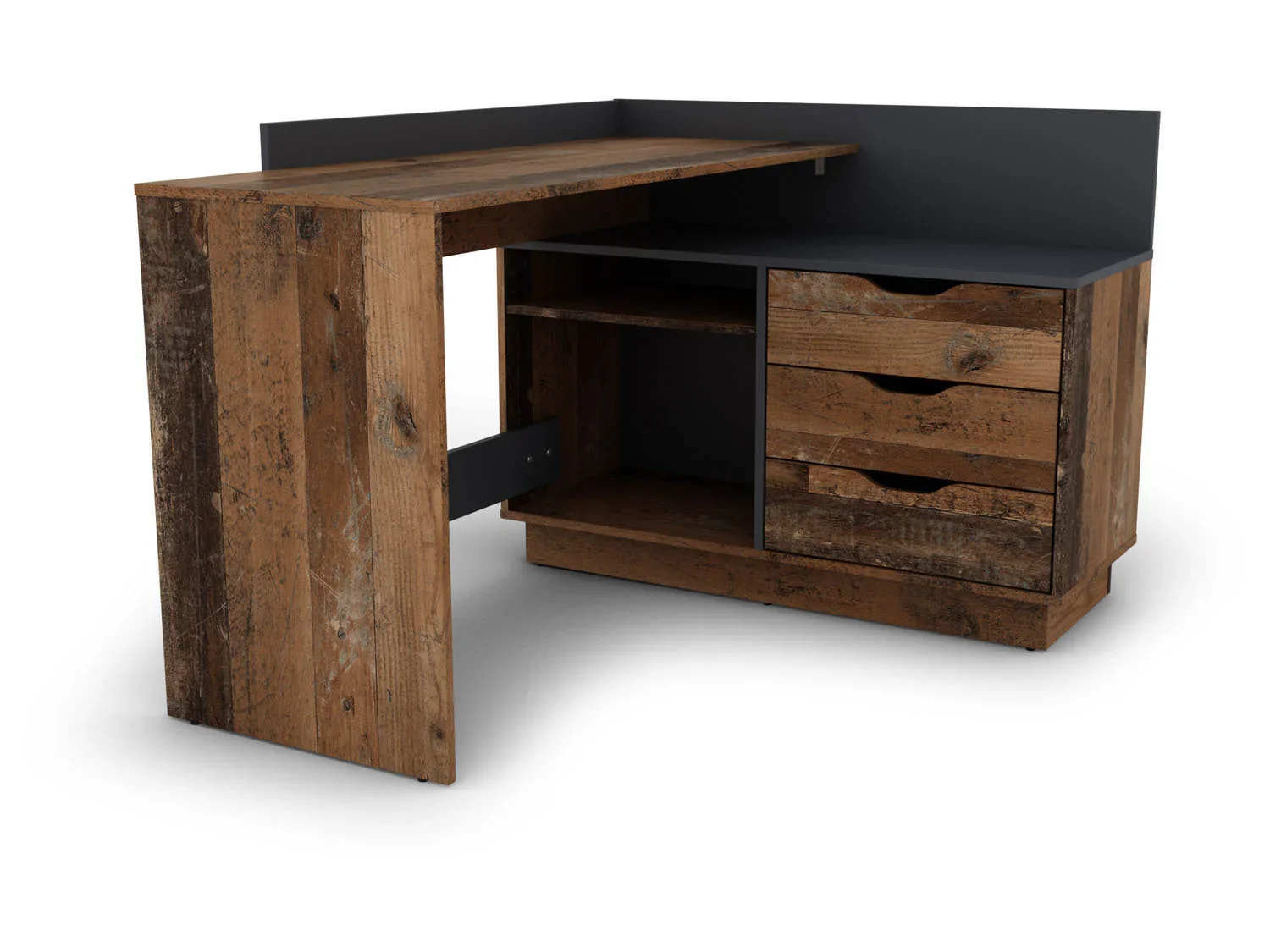 byLIVING Bureau d'angle Belfast avec compartiments, 129 x 105 x 83 cm