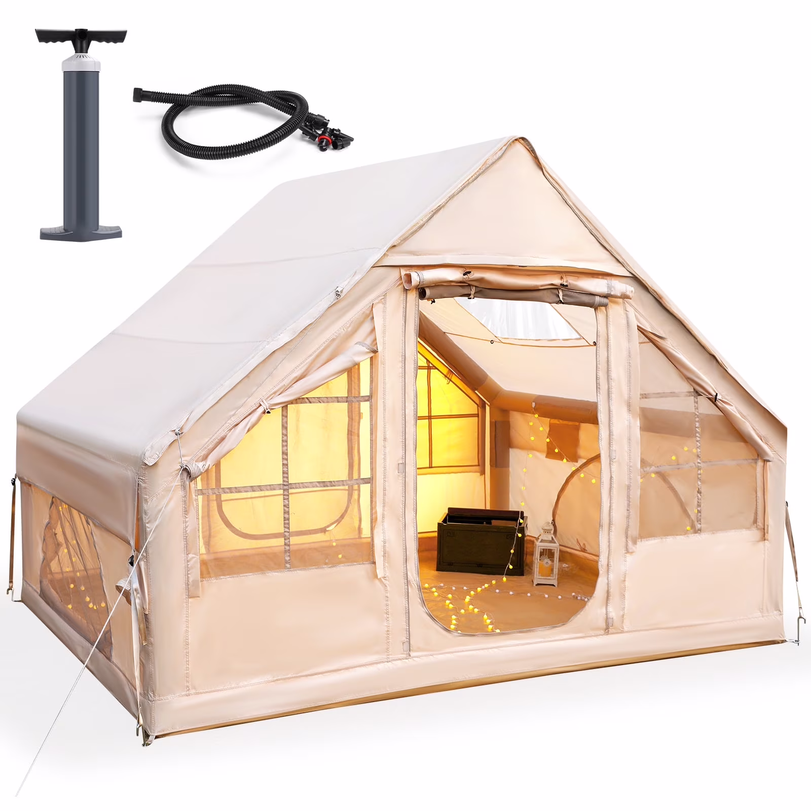 Vebreda Inflatable Camping Tent, Instant Setup Waterproof Family Tent with Skylight, Durable Oxford Fabric, 4 - Season Tent for Outdoor, Beach & Backyard