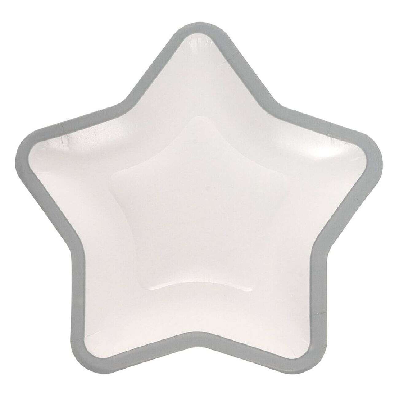 Lot de 10 assiettes carton étoile blanc avec liseré argenté