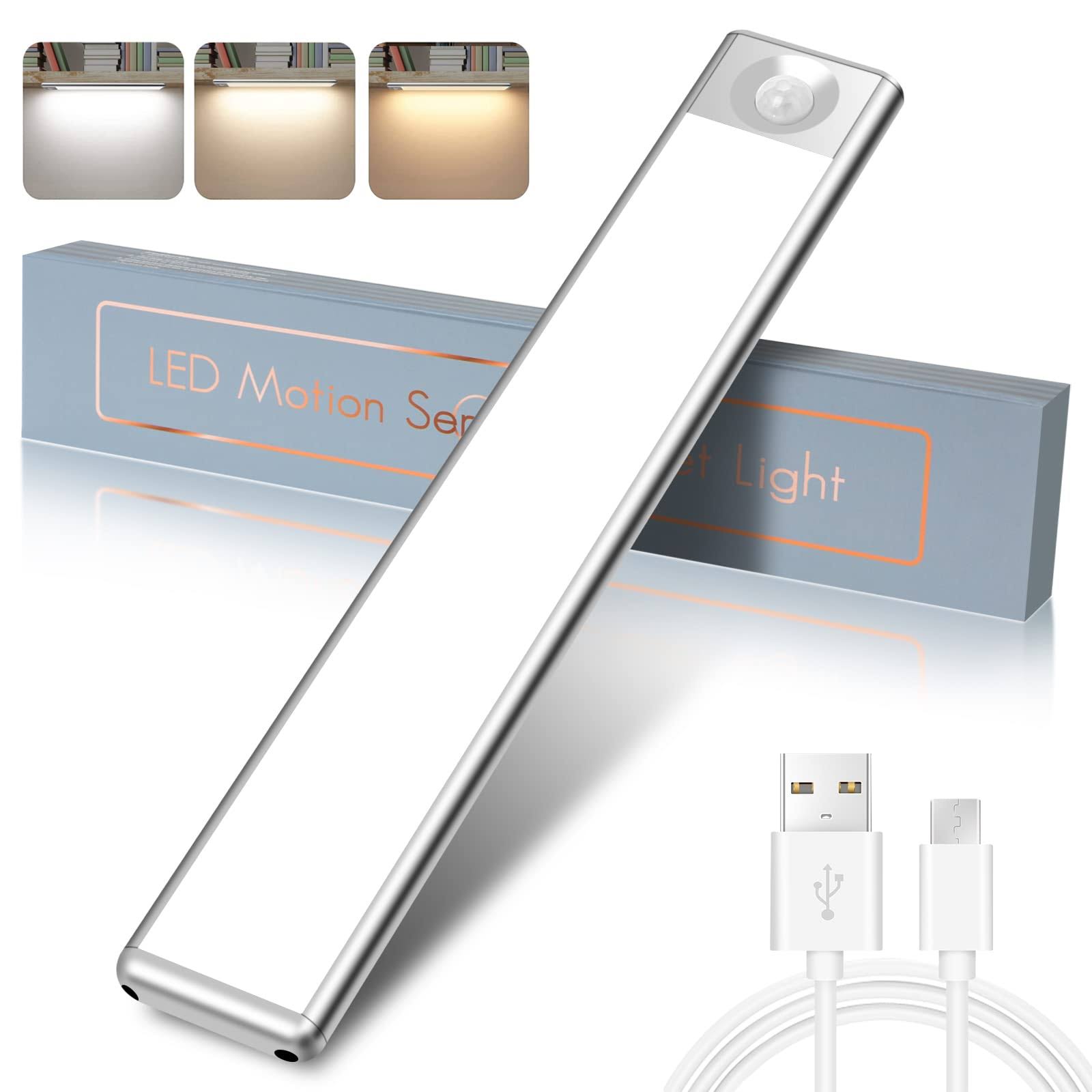 Vquand Wireless Under Cabinet Lights, 72 LED Motion Sensor Light Indoor, USB Counter for Kitchen, Dimmable Closet Strip, Rechargeable A