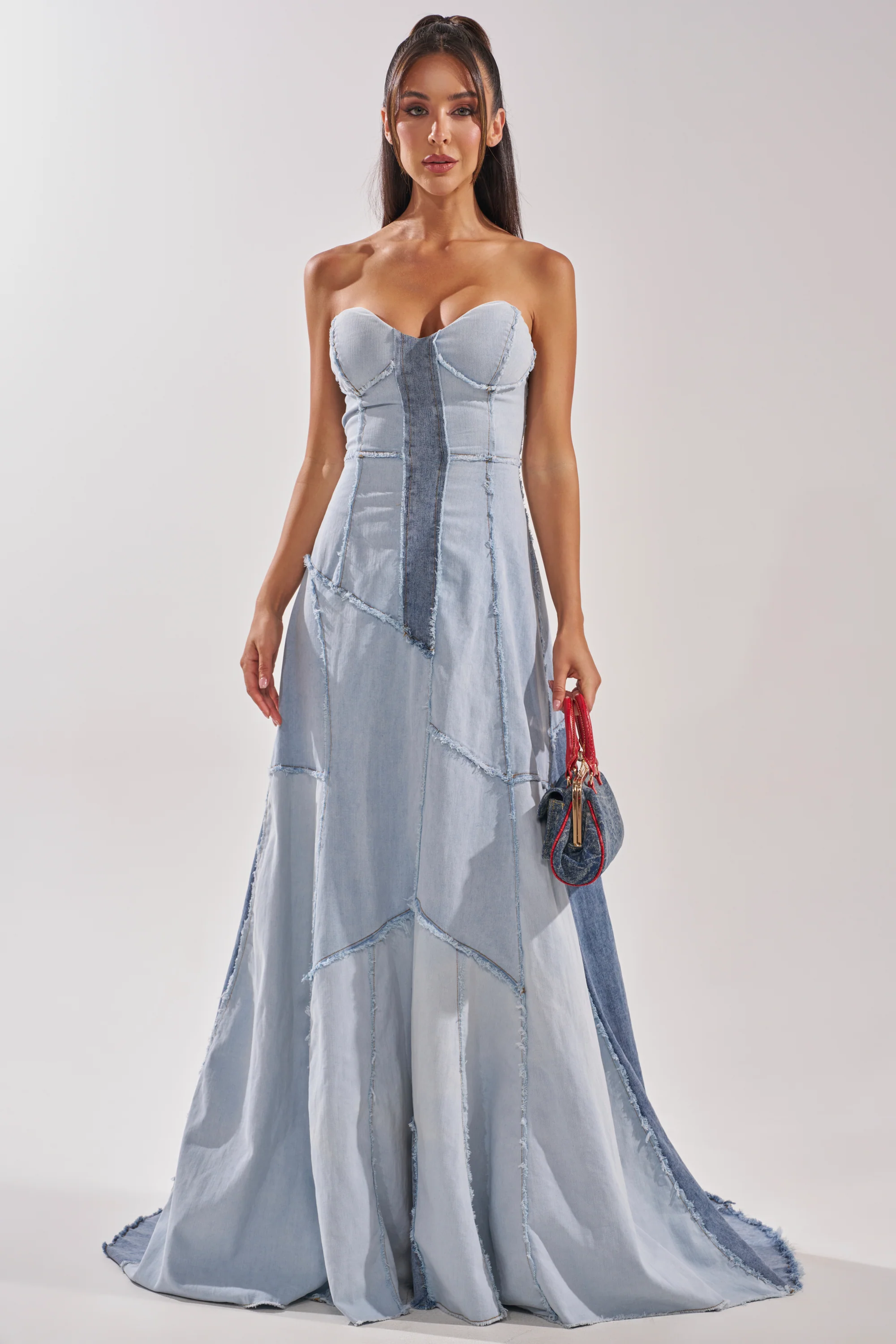 IT'S BRITNEY PATCHWORK DENIM MAXI DRESS - Akira Store