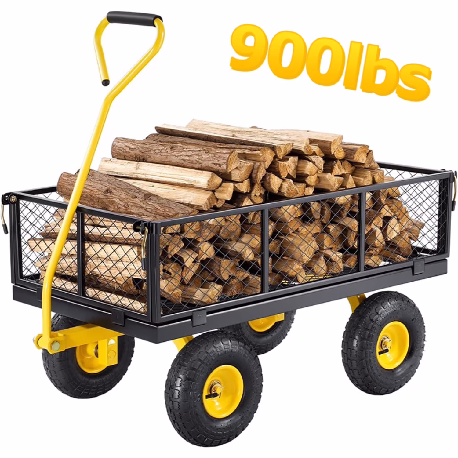 MAXVINI 900 lb Heavy Duty Steel Garden Cart, Garden Wagon Cart on Wheels, Outdoor Metal Yard Utility Wagon Carts with 10