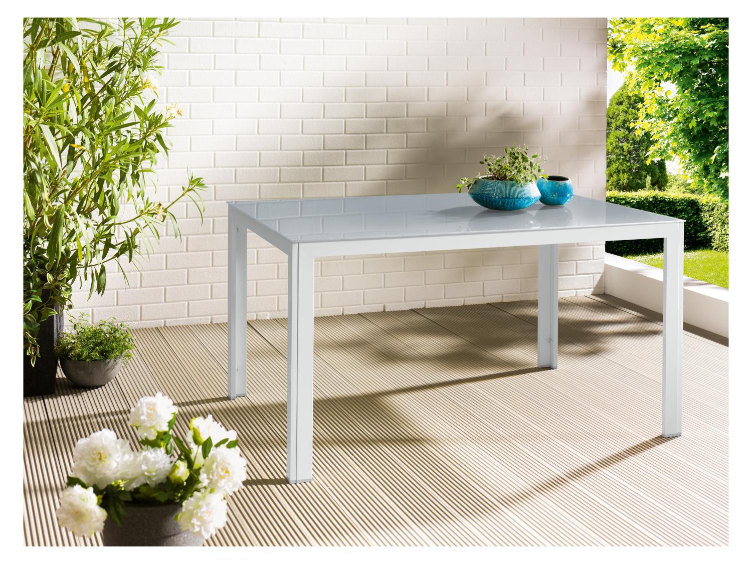 LIVARNO home Table de jardin en aluminium Houston, blanc