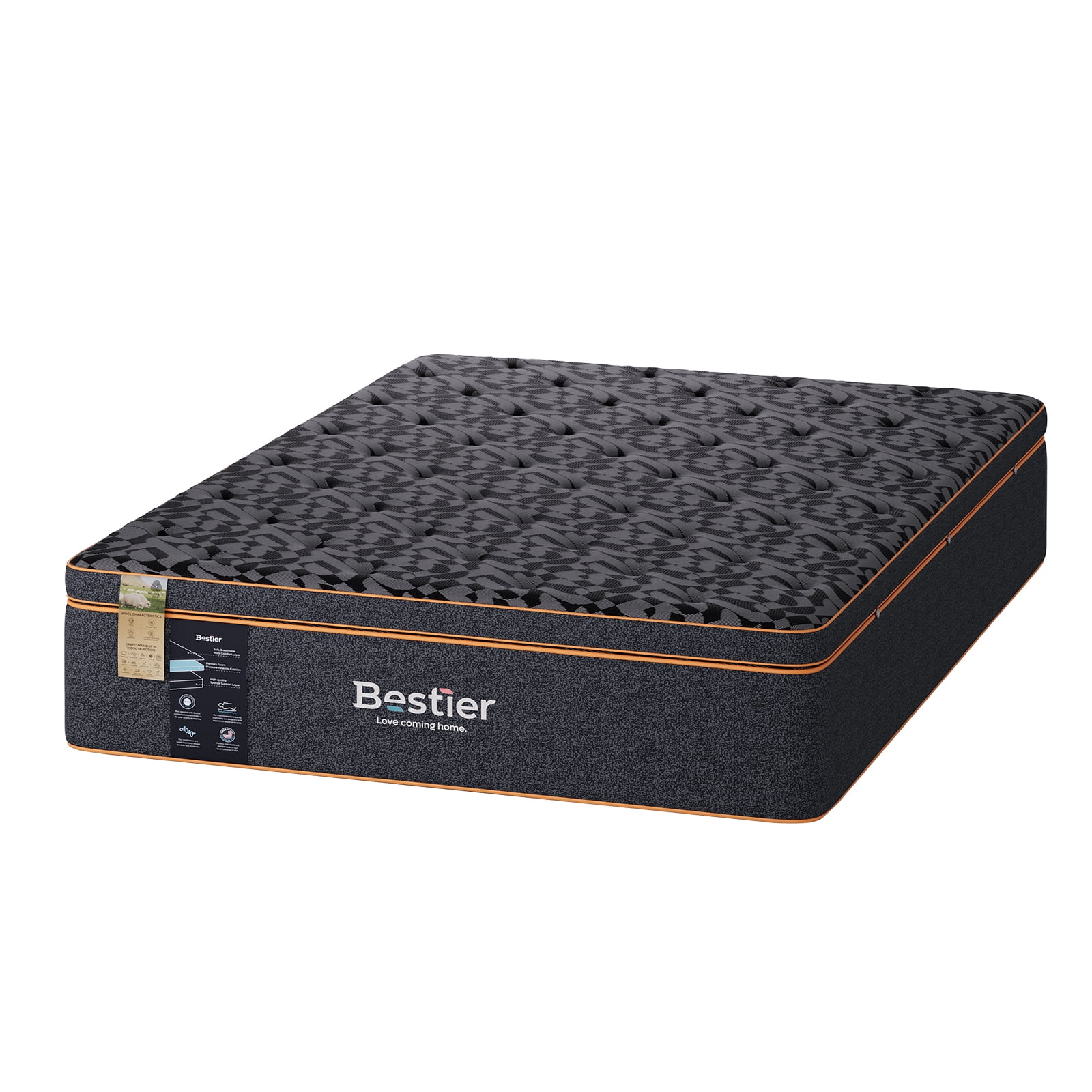 14" King Size Gel Memory Foam Mattress with Plush Pillow Top for Side Sleeper, CertiPUR-US Certified, Black(King/14 in) - Image 9