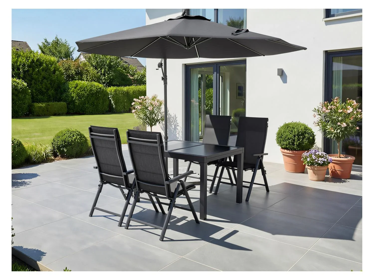 LIVARNO home Table de jardin Houston + Lot de 4 fauteuils Toronto