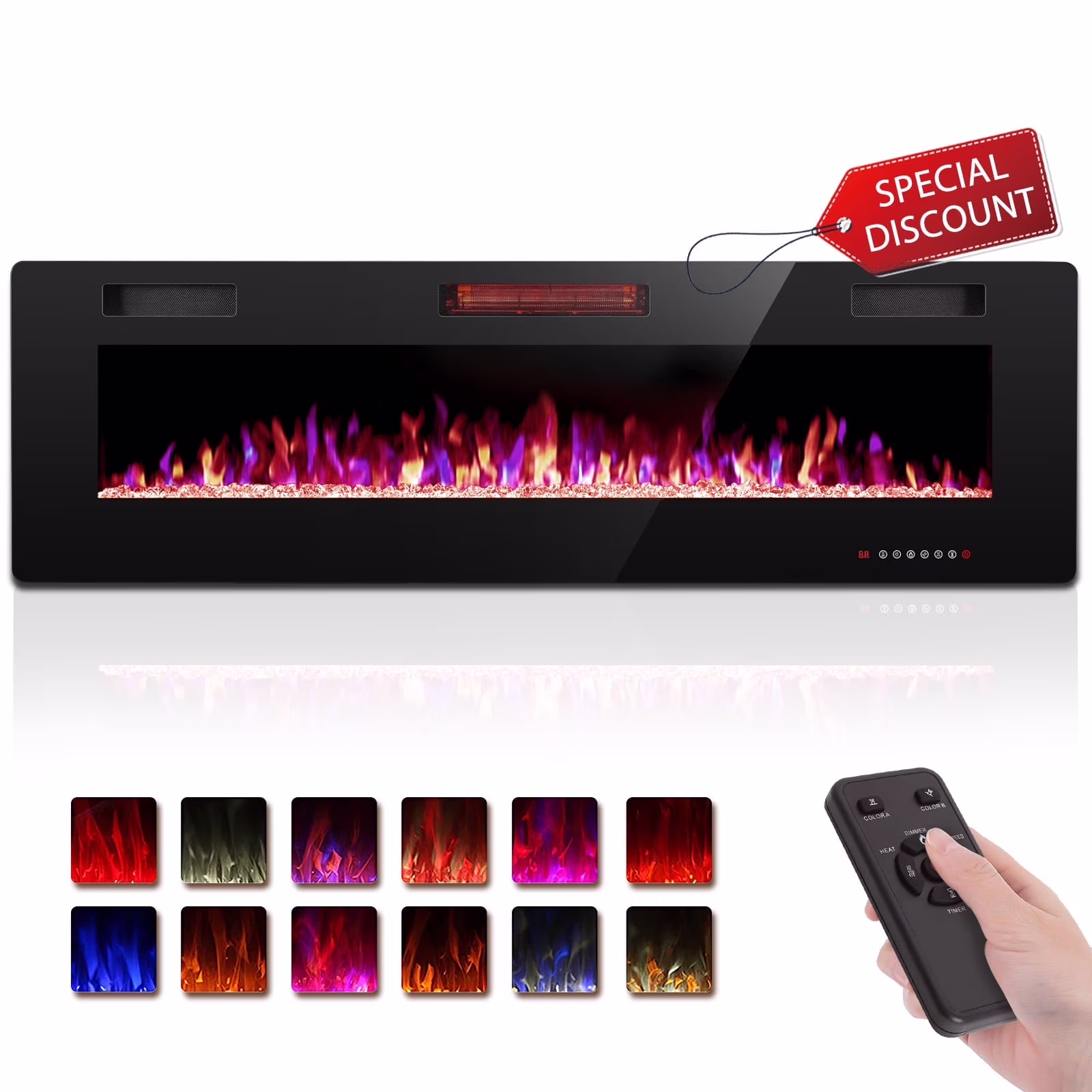 60�� Indoor Electric Fireplace Ultra Thin Fireplace, Wall Mounted Recessed Fireplace with Multiple Colors(60 in) - Image 3