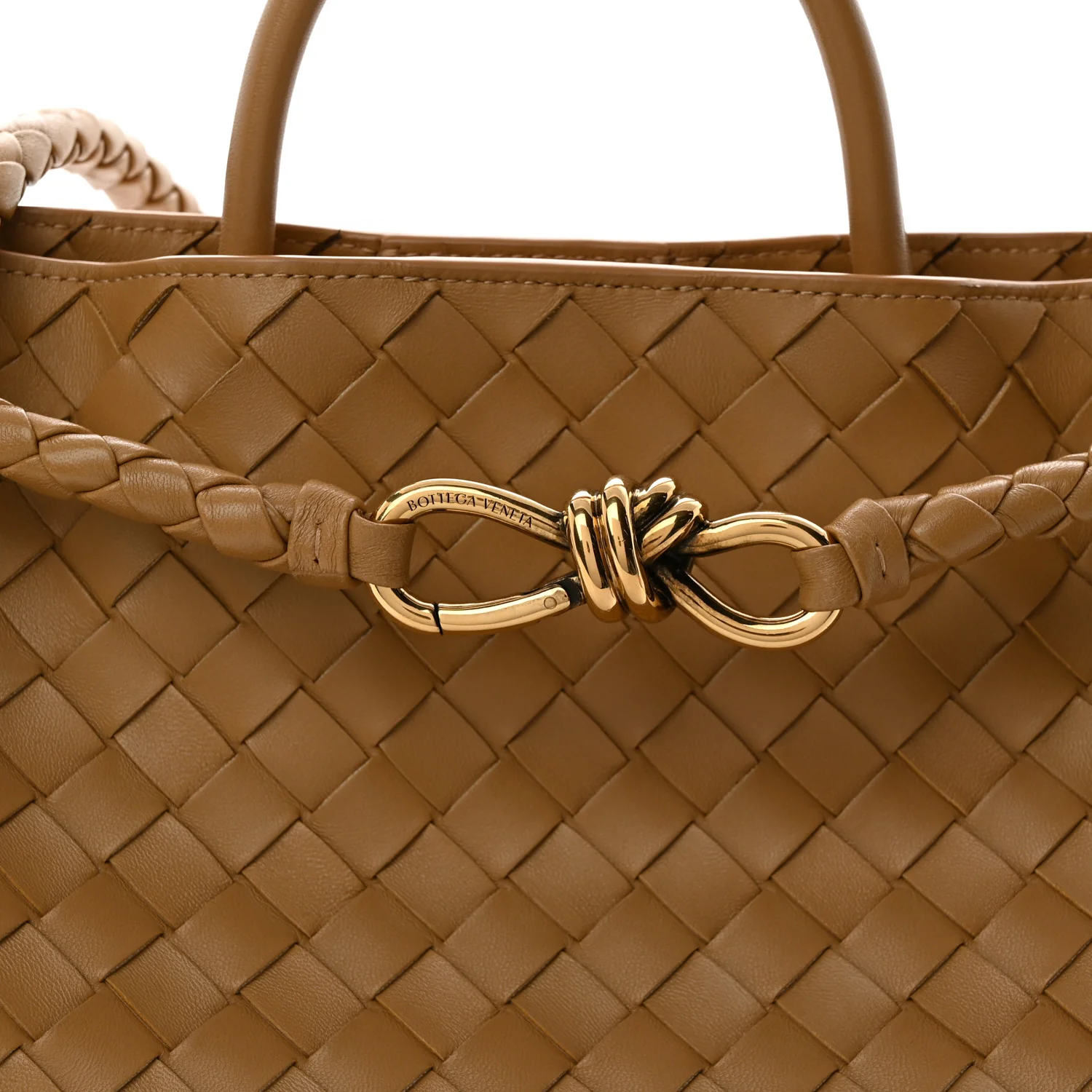 Nappa Intrecciato Medium Andiamo Shoulder Bag Dark Praline