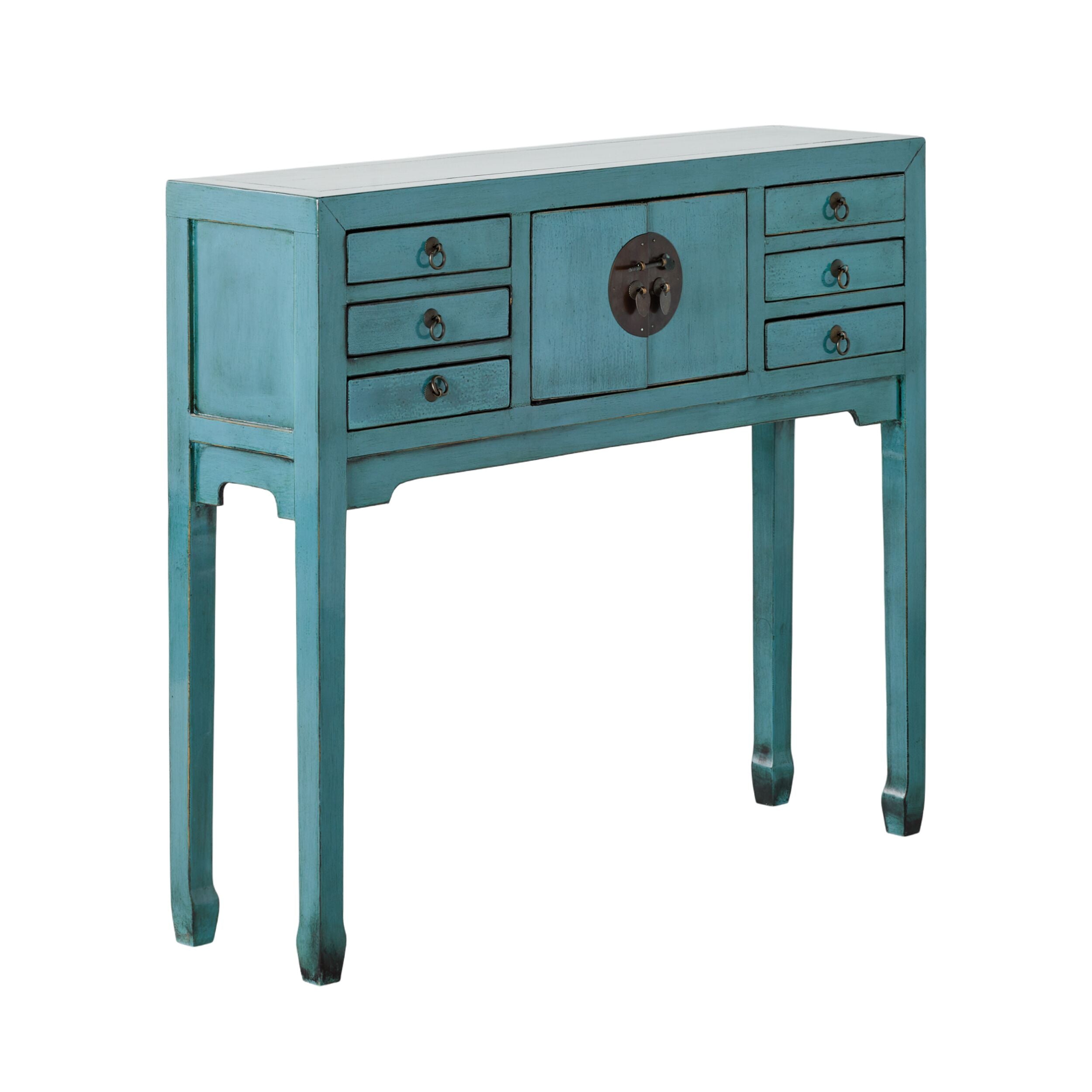 Sansha 2 Door & 6 Drawer Console Table Turquoise