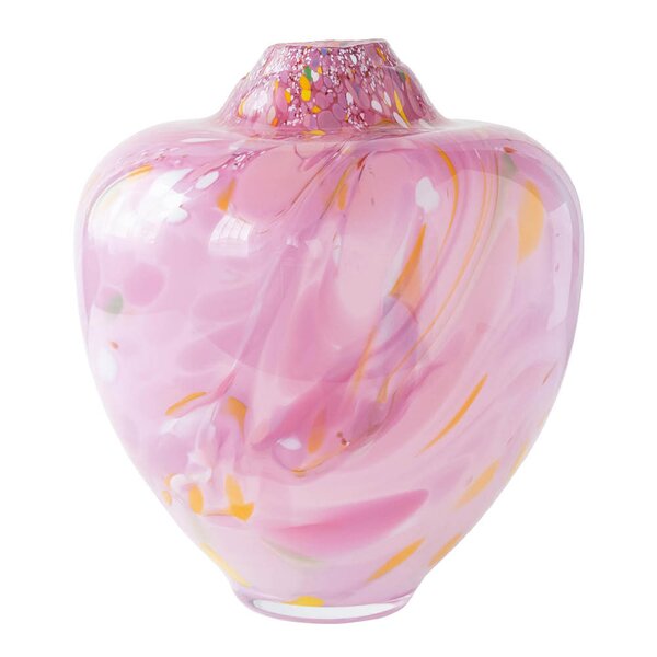 Unik skulptur kunstglass L 31 cm rosa multi