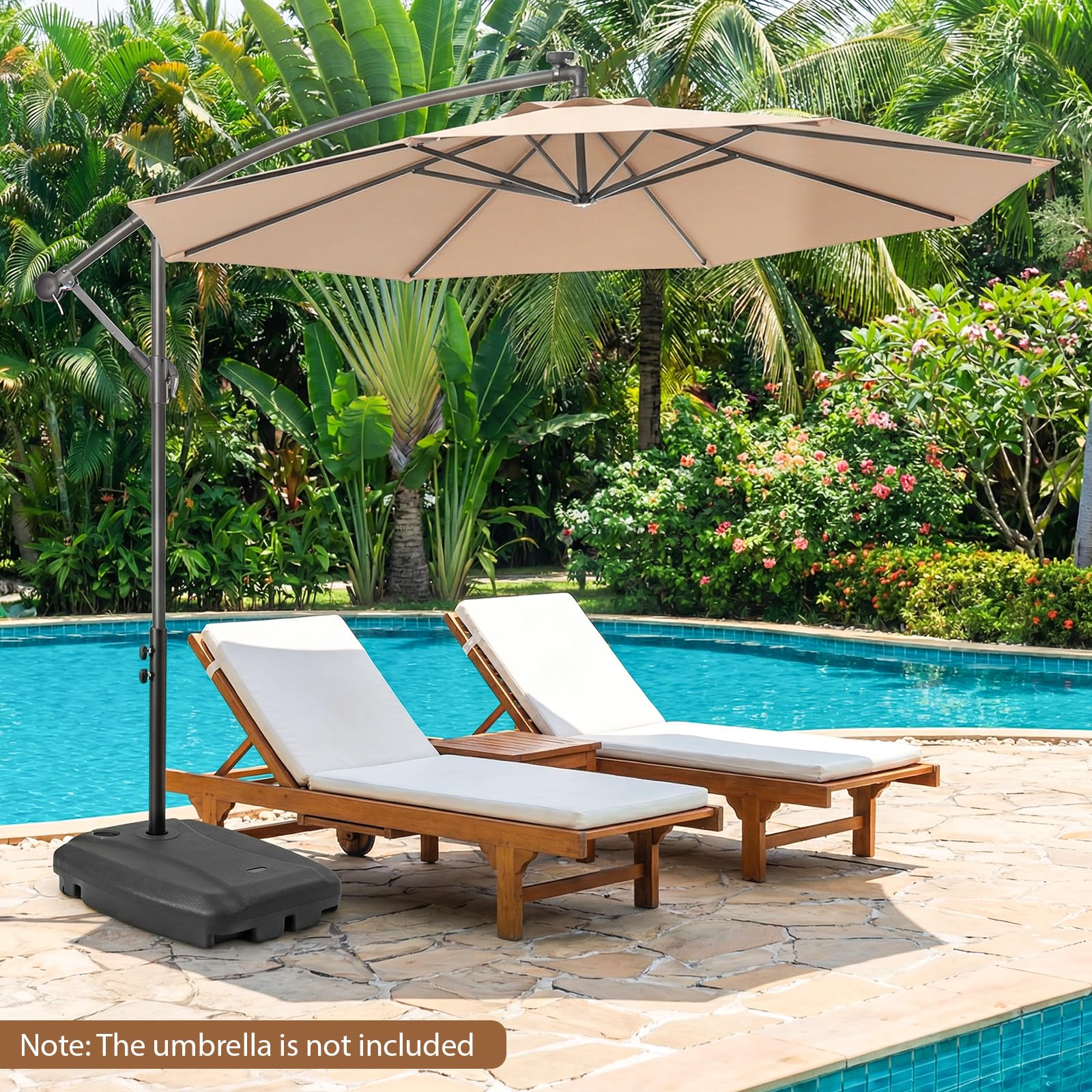 Tangkula 220 Lbs Cantilever Umbrella Base with 2 Wheels