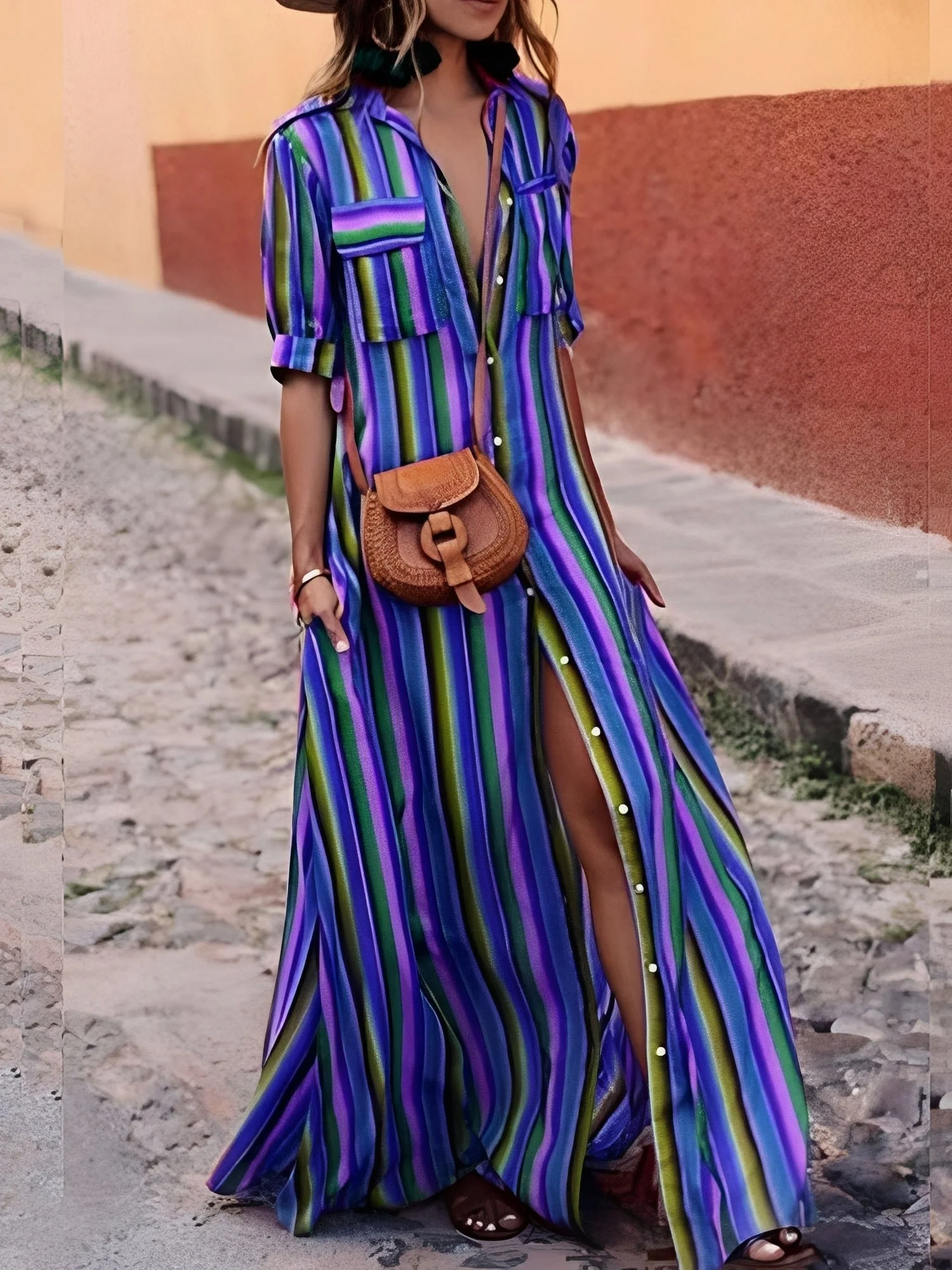 Samara - Robe Maxi Rayée Élégante