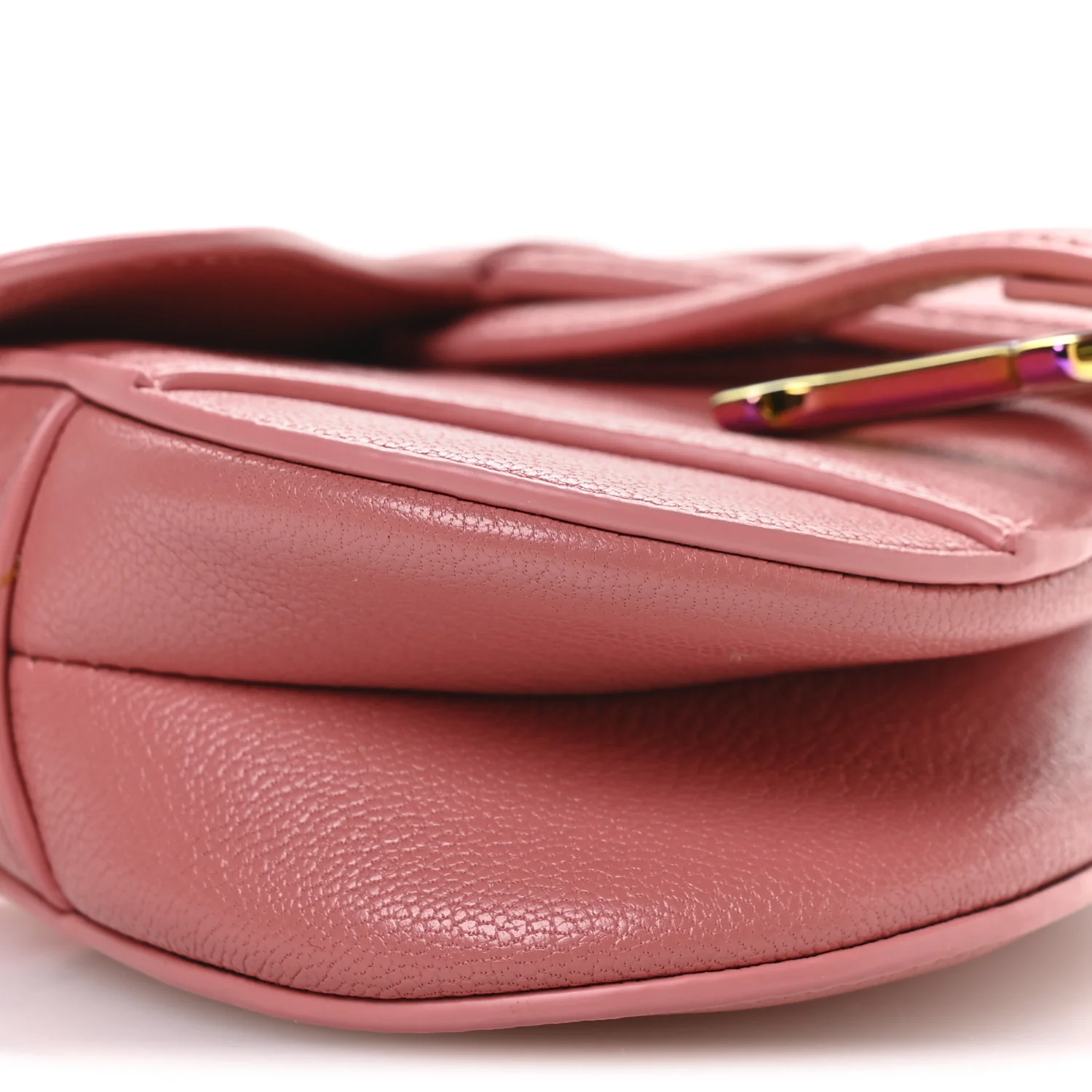 Goatskin Micro Saddle Bag With Strap Coral Powder