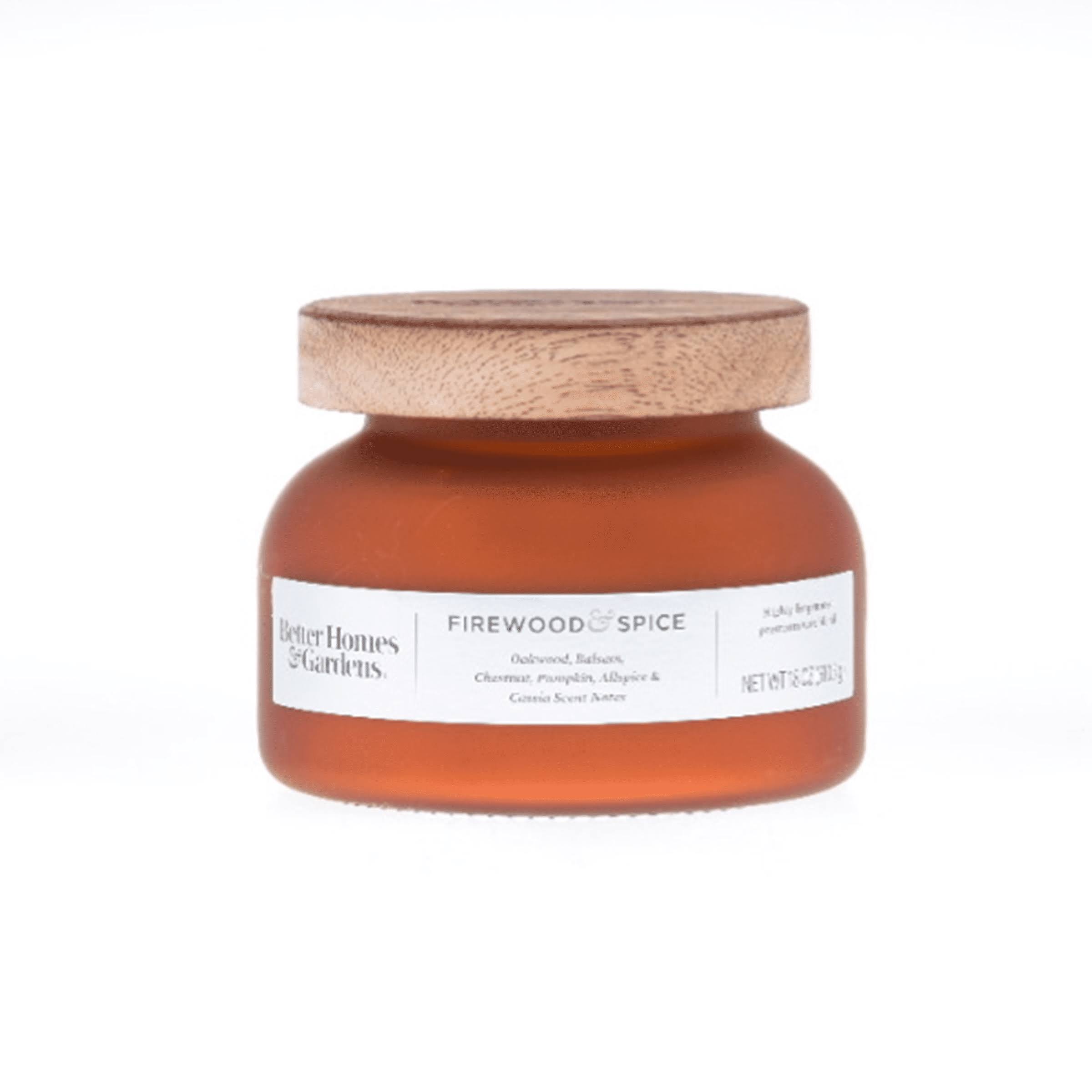 Better Homes & Gardens 18oz Firewood & Spice Scented 2-Wick Frosted Bell Jar Candle