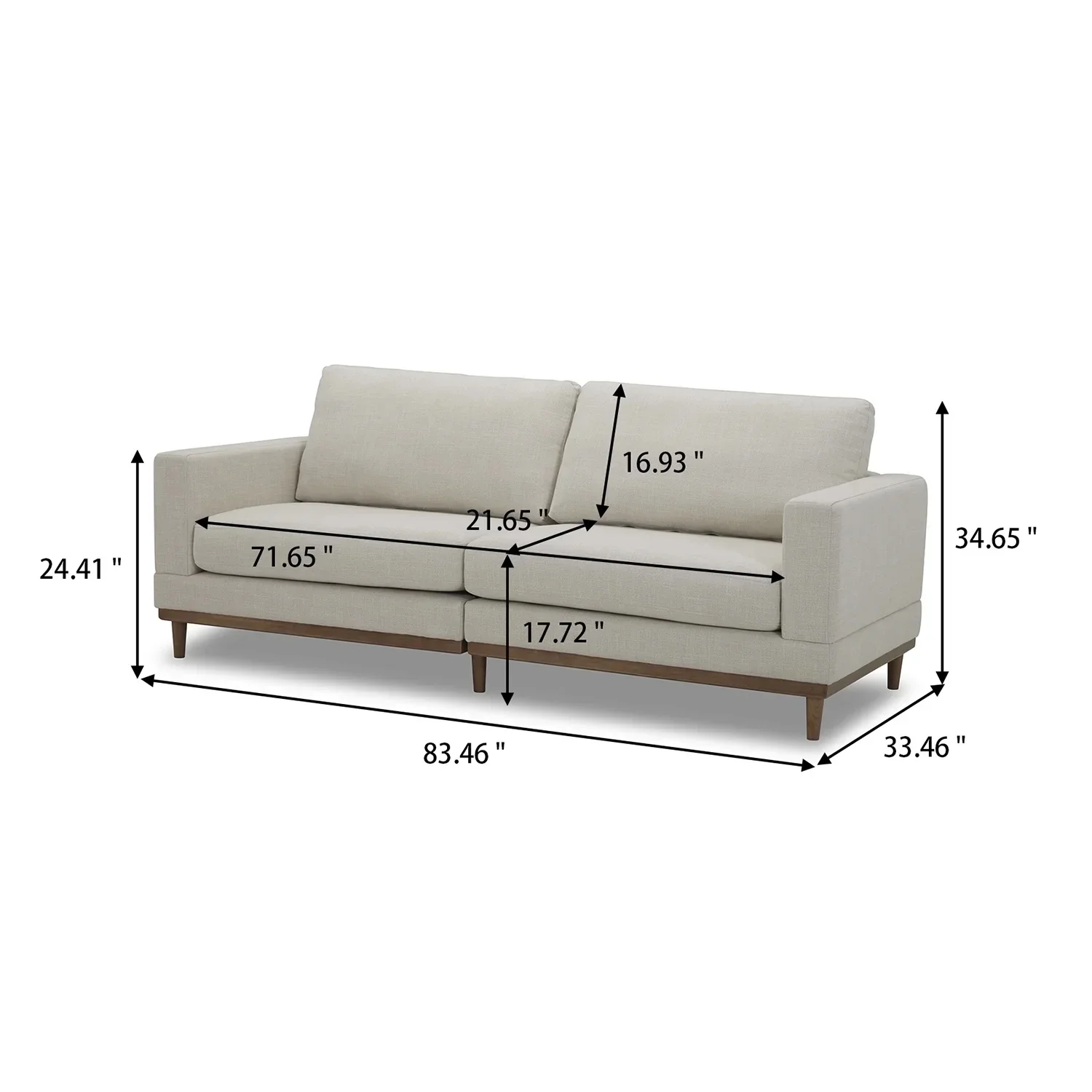 Better Homes & Gardens Springwood Wood Frame 83.46 Couch, Beige Velvet