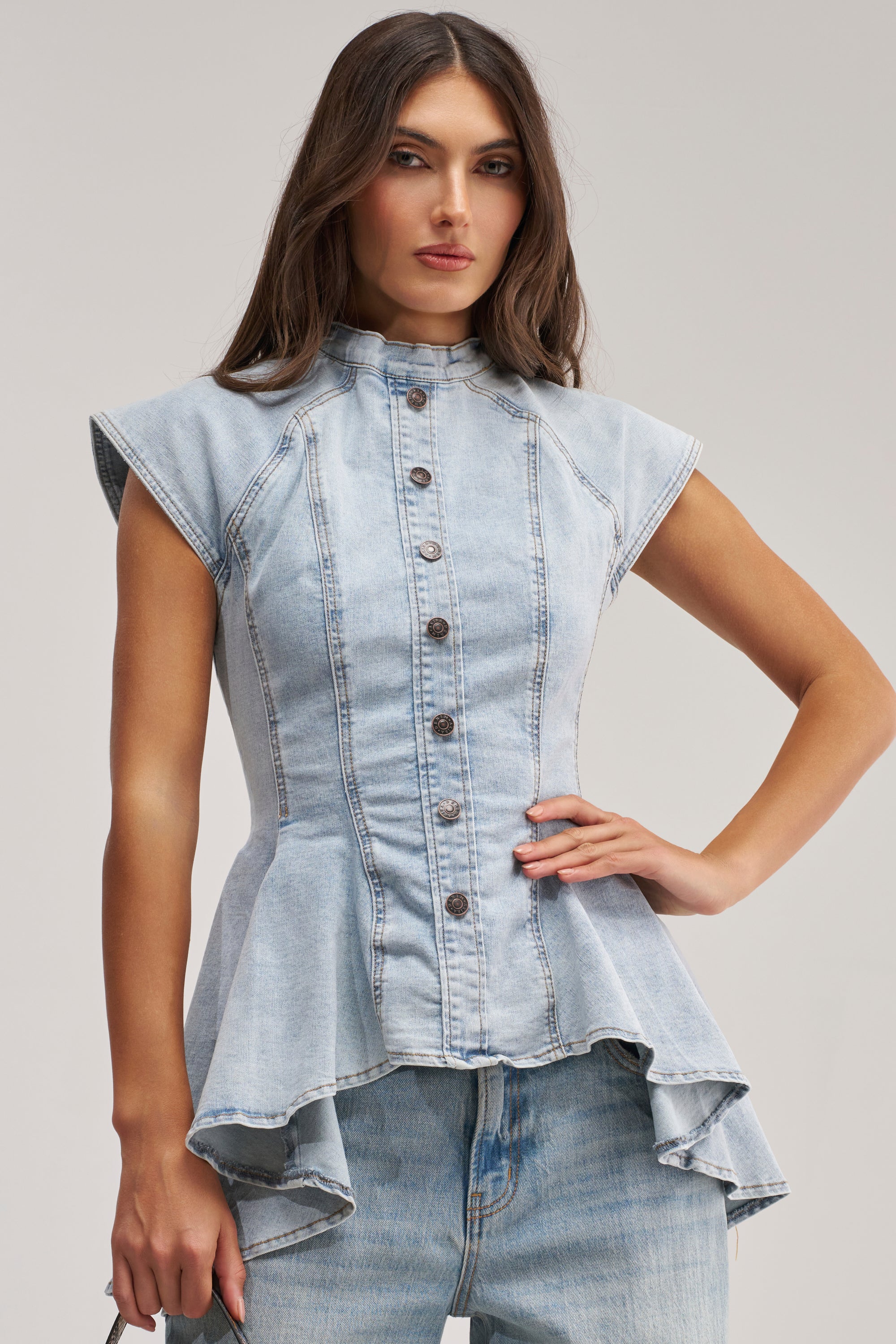 LUCY DENIM BLOUSE - Akira Store
