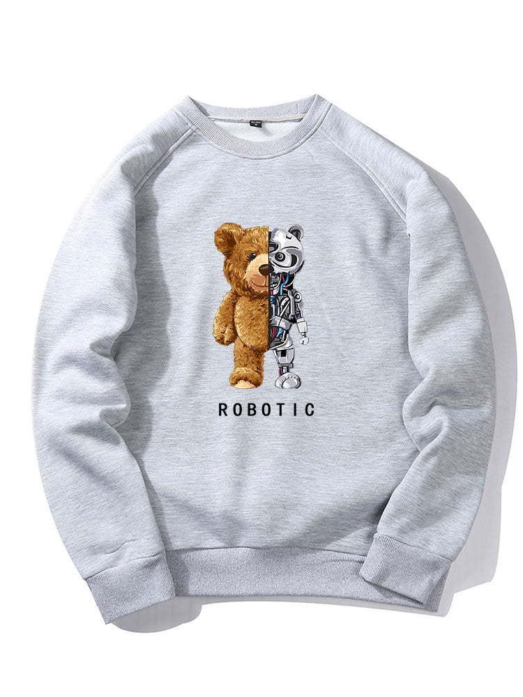Sweat-shirt à manches raglan imprimé ours robot