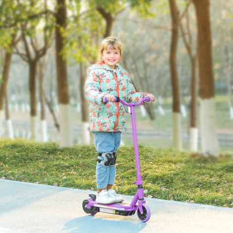 Trottinette électrique pour enfants 6-14 ans. vitesse maximale 10 km/h. lumières LED colorées. frein électrique. violet — vue 1