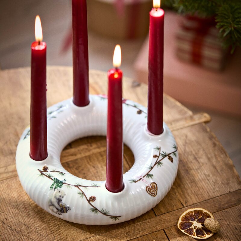 Hammershøi Christmas adventsstake 21,5 cm hvit m/dekor