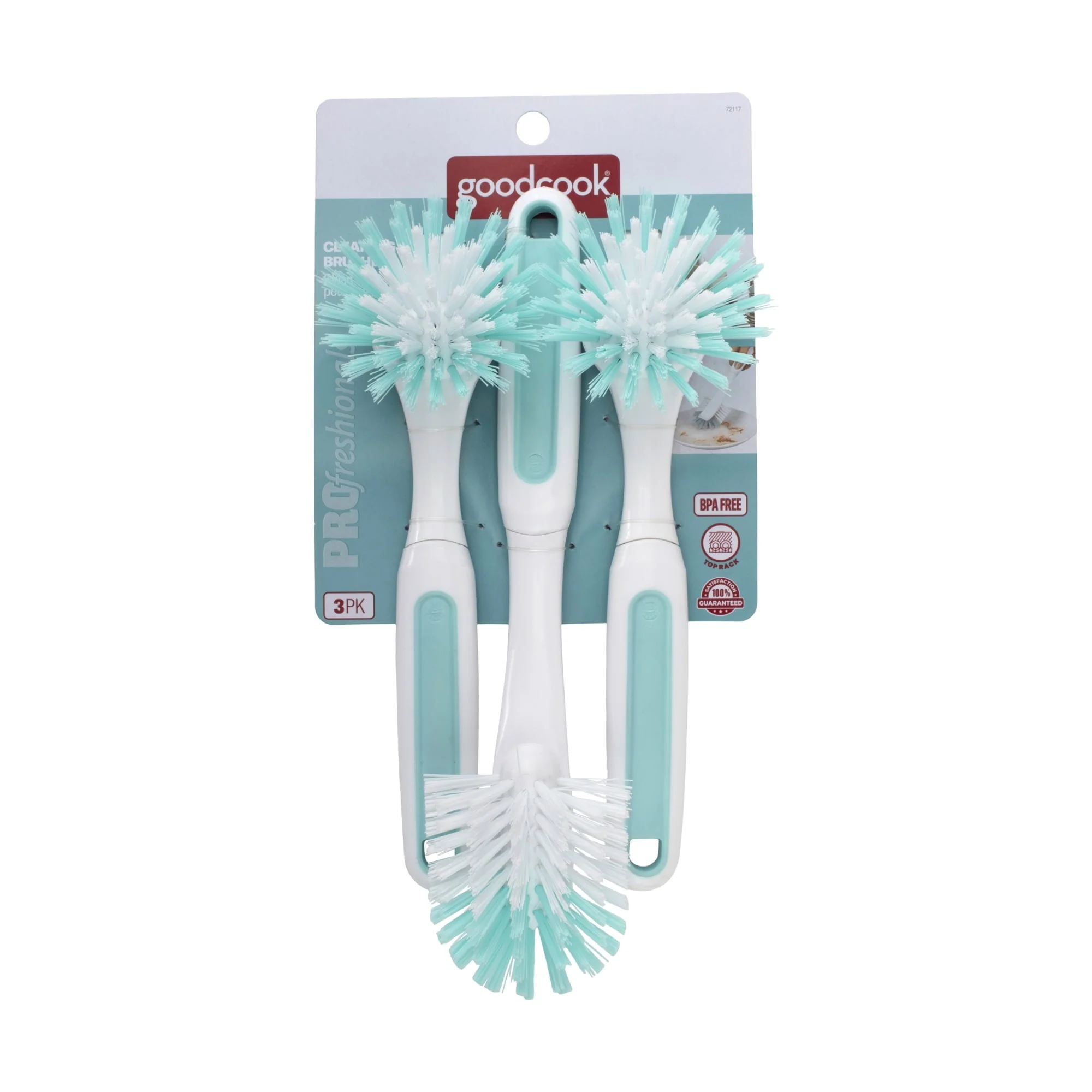 Goodcook Profreshionals 3 - Piece BPA - Free Kitchen Dish Brush Set, Teal