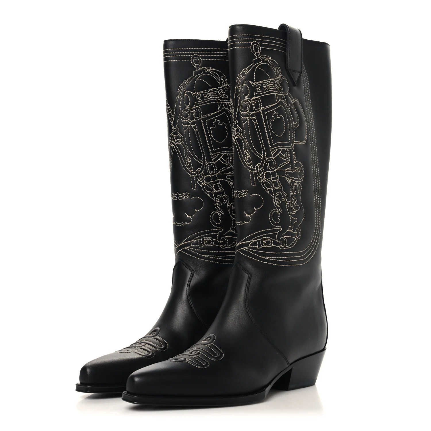 Calfskin Folk 35 Boots 38.5 Black