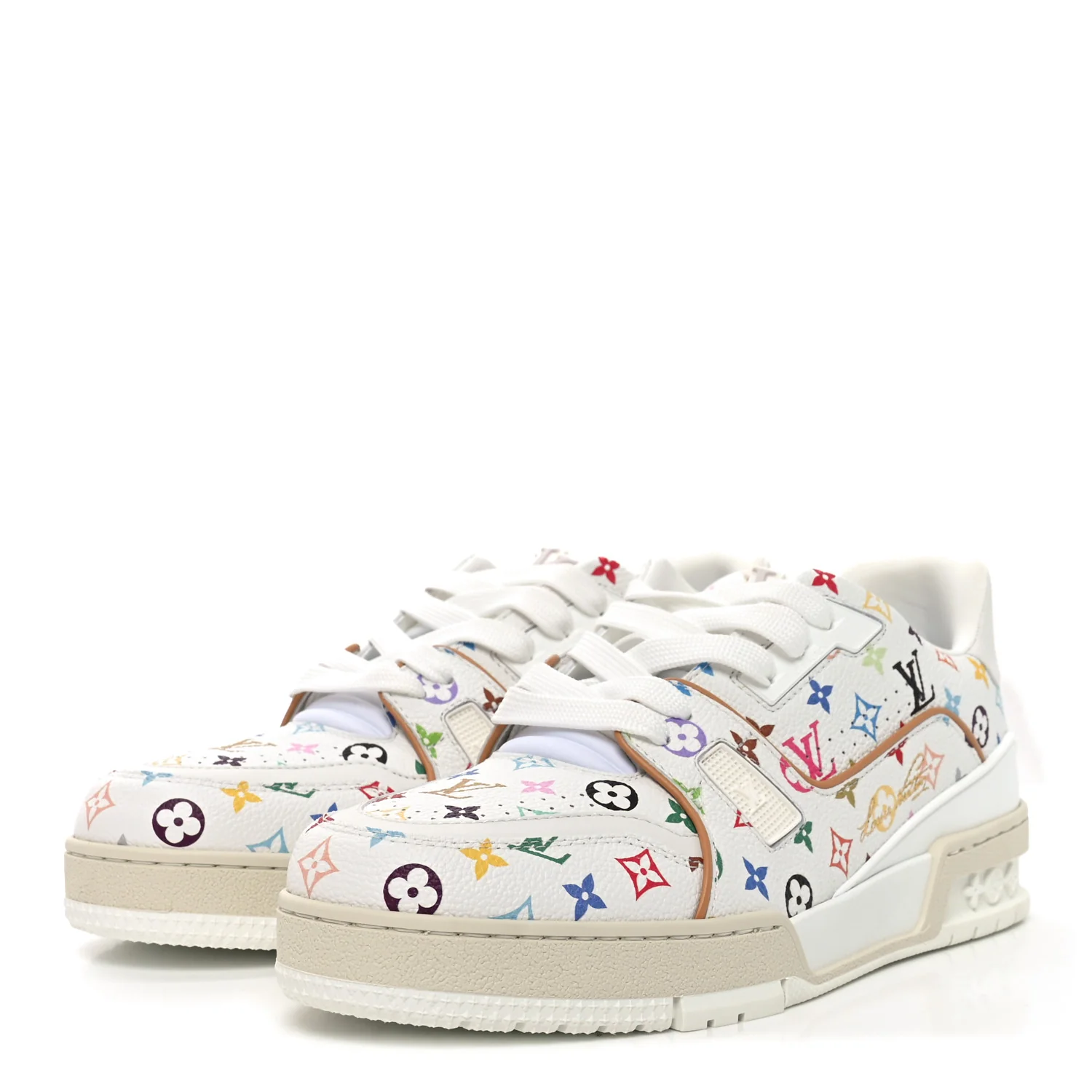 LV X TM Calfskin Monogram Multicolor Womens LV Trainer Sneakers 39 White Multicolor