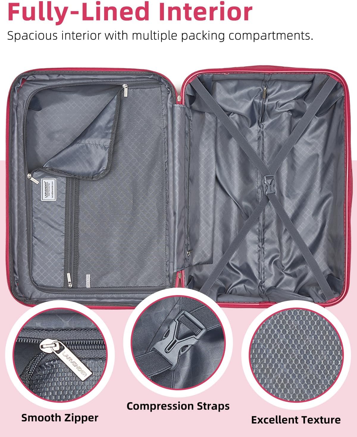 Ensemble de 6 valises, ensemble de valises rigides extensibles avec roulettes multidirectionnelles, ensemble de bagages à roulettes légers