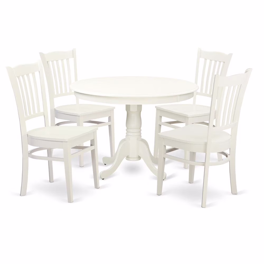 Antique 5-piece Wood Kitchen Table Set in Linen White(White)