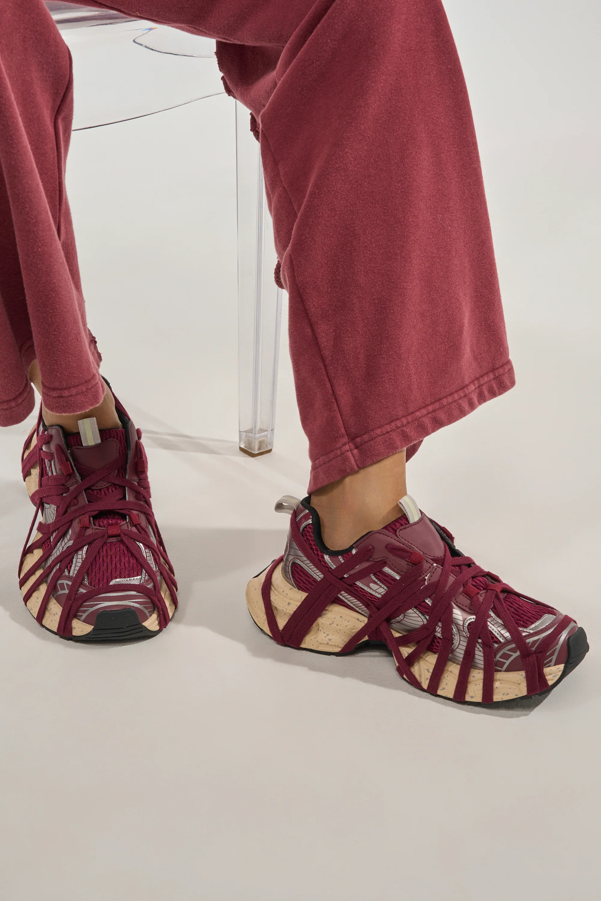 AZALEA WANG SELIE BURGUNDY LACE UP SNEAKER - Akira Store