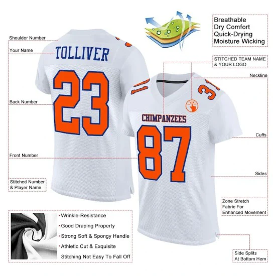 Custom White Orange-Royal Mesh Jersey