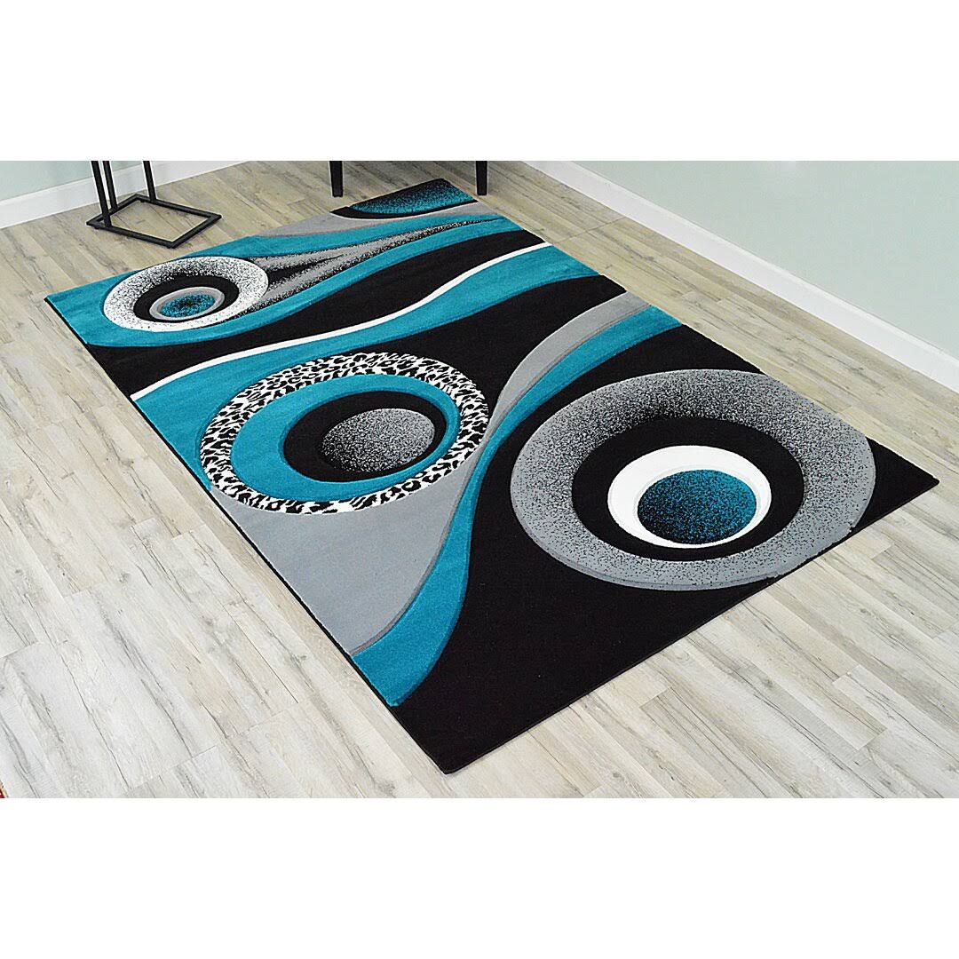 Ivy Bronx Mccampbell Turquoise/Gray/Black Area Rug Size: Rectangle 3'9 inch x 5'3 inch Blue