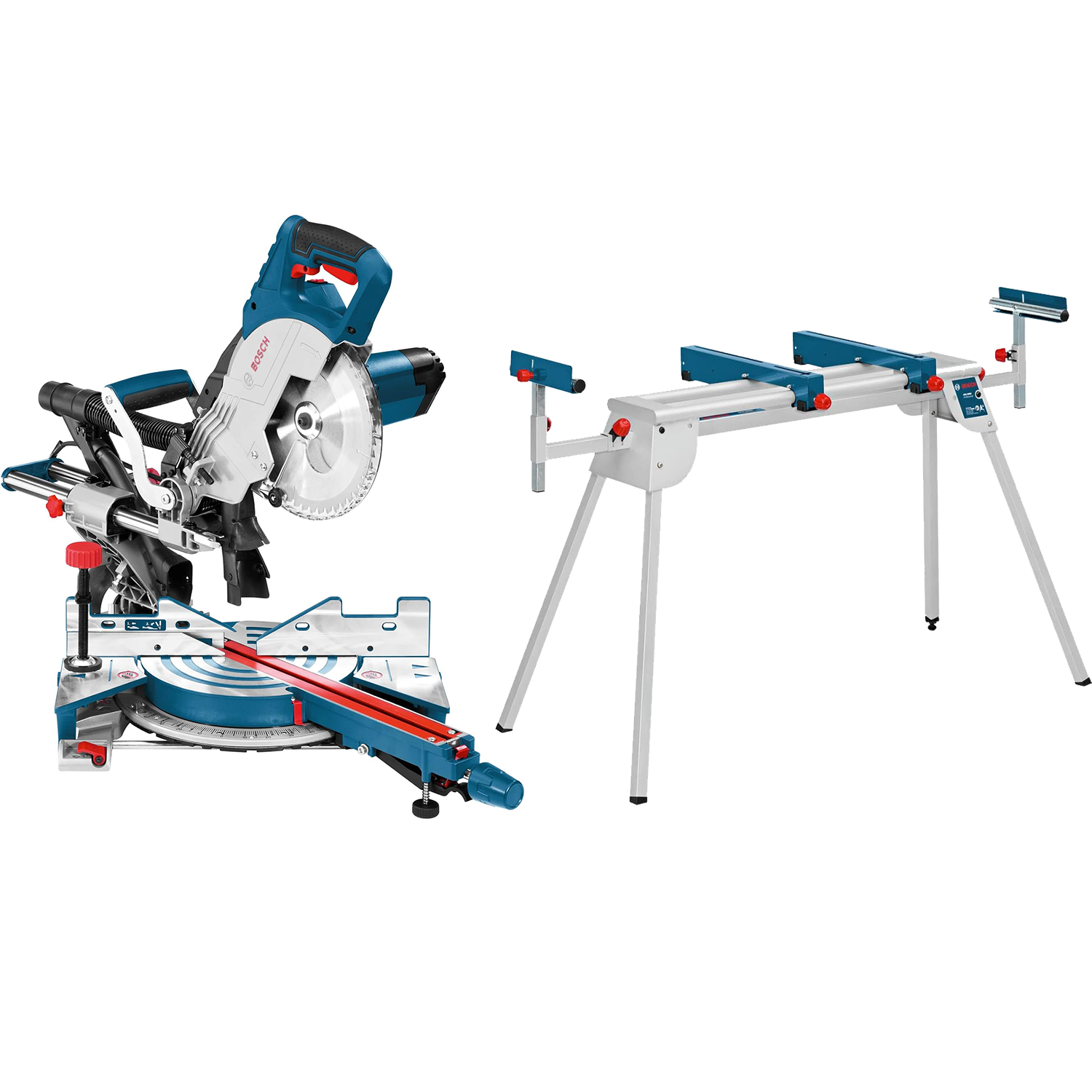 Bosch Professional GT GCM 8 SJL + GTA 2600 Scie à Onglet châssis radiale Professional, Bleu