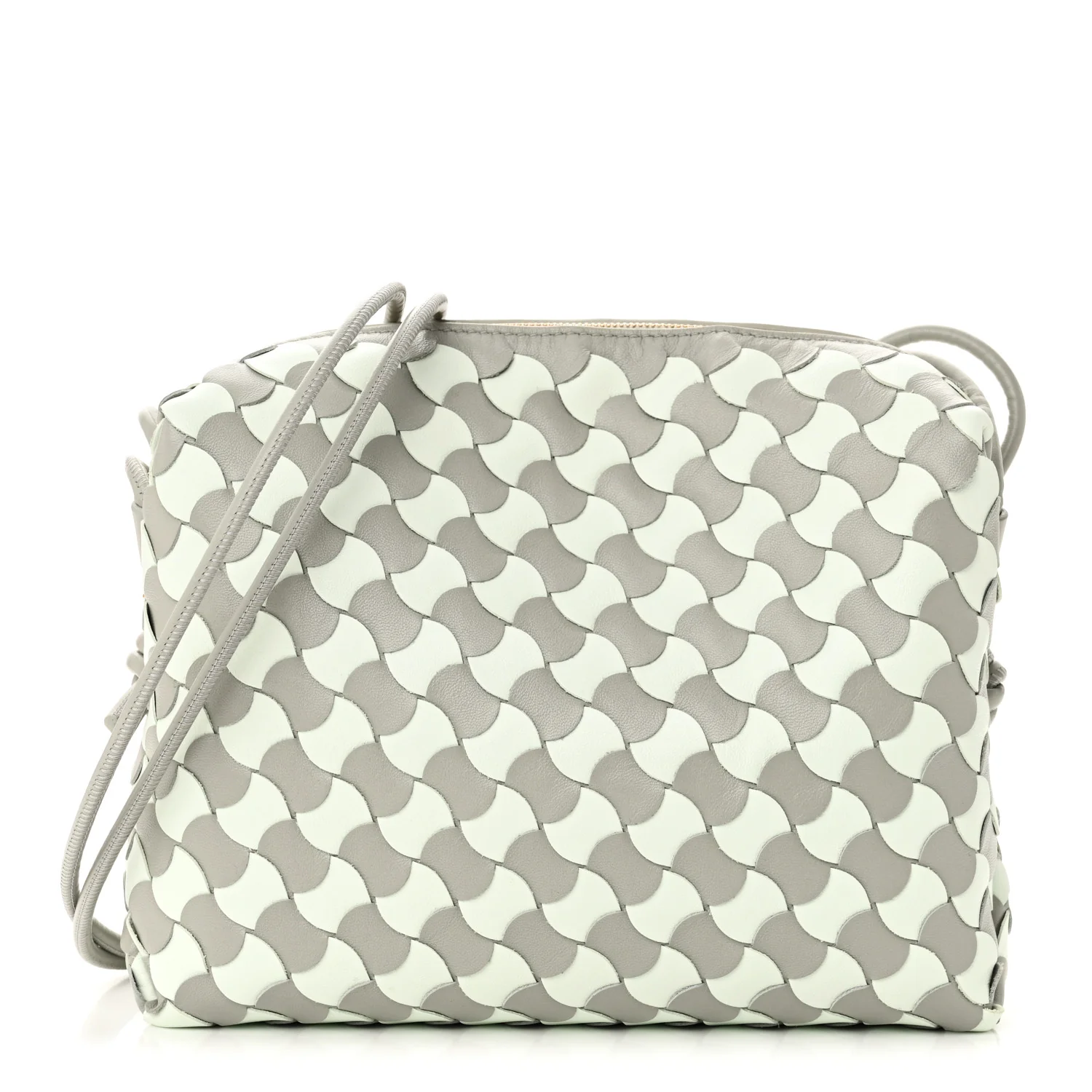 Nappa Wavy Bicolor Intrecciato Small Loop Camera Bag Agate Grey Glacier