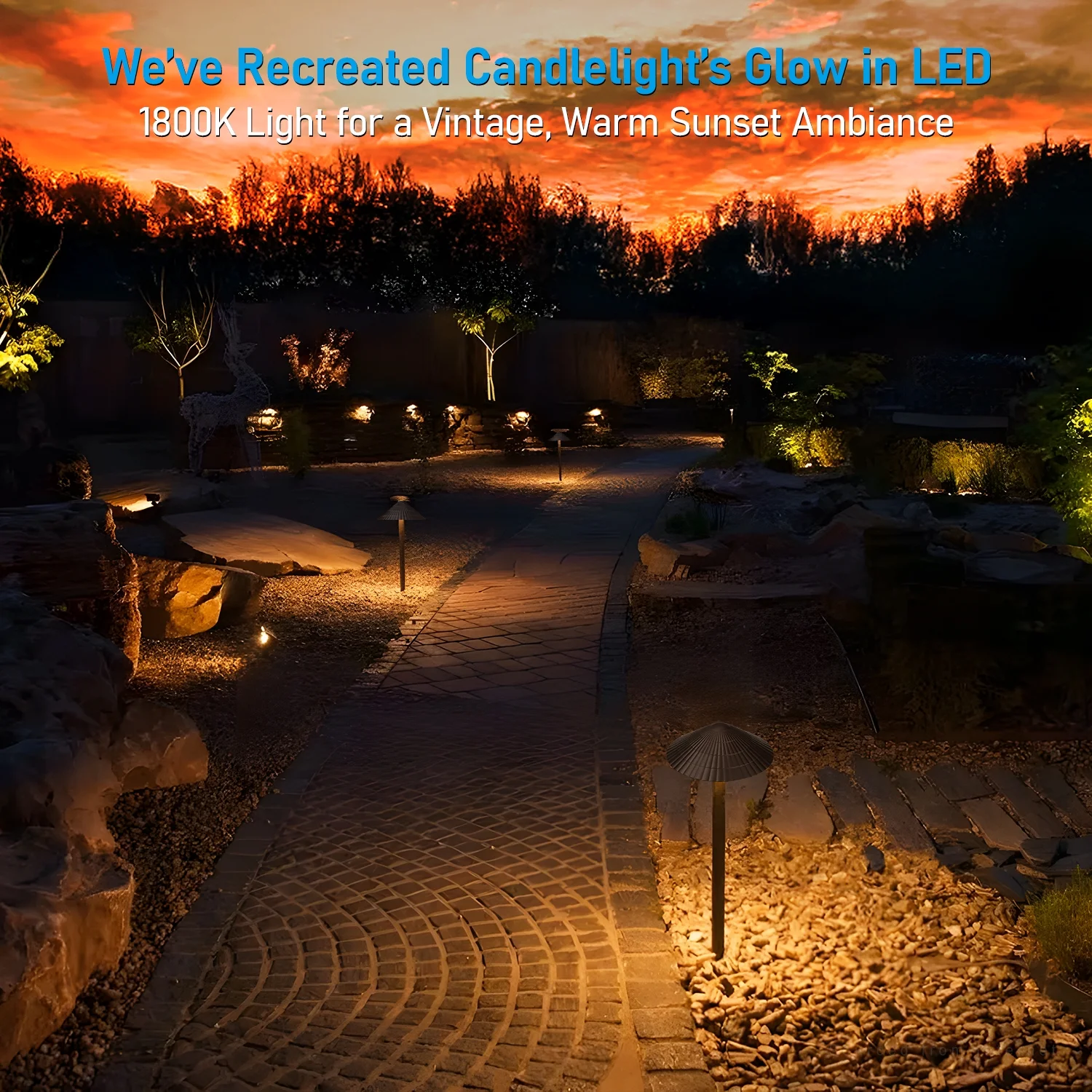12 Pack 5CCT LED Pathway Landscape Lights, 1800K/2700K/3000K/4000K/5000K Selectable, 12-24V AC/DC Low Voltage, IP65 Waterproof, Oil Rubbed Bronze, Aluminum Housing