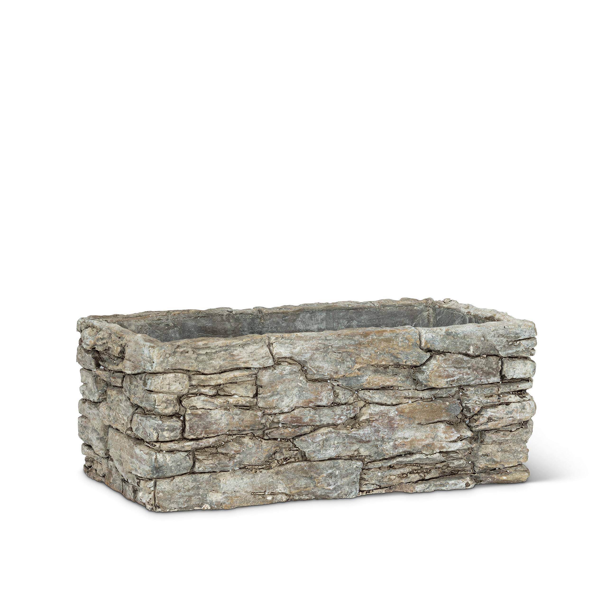 Abbott Collection AB-27-HADRIAN-633-SM 4 x 8 in. Stack Stone Planter, Grey - Small