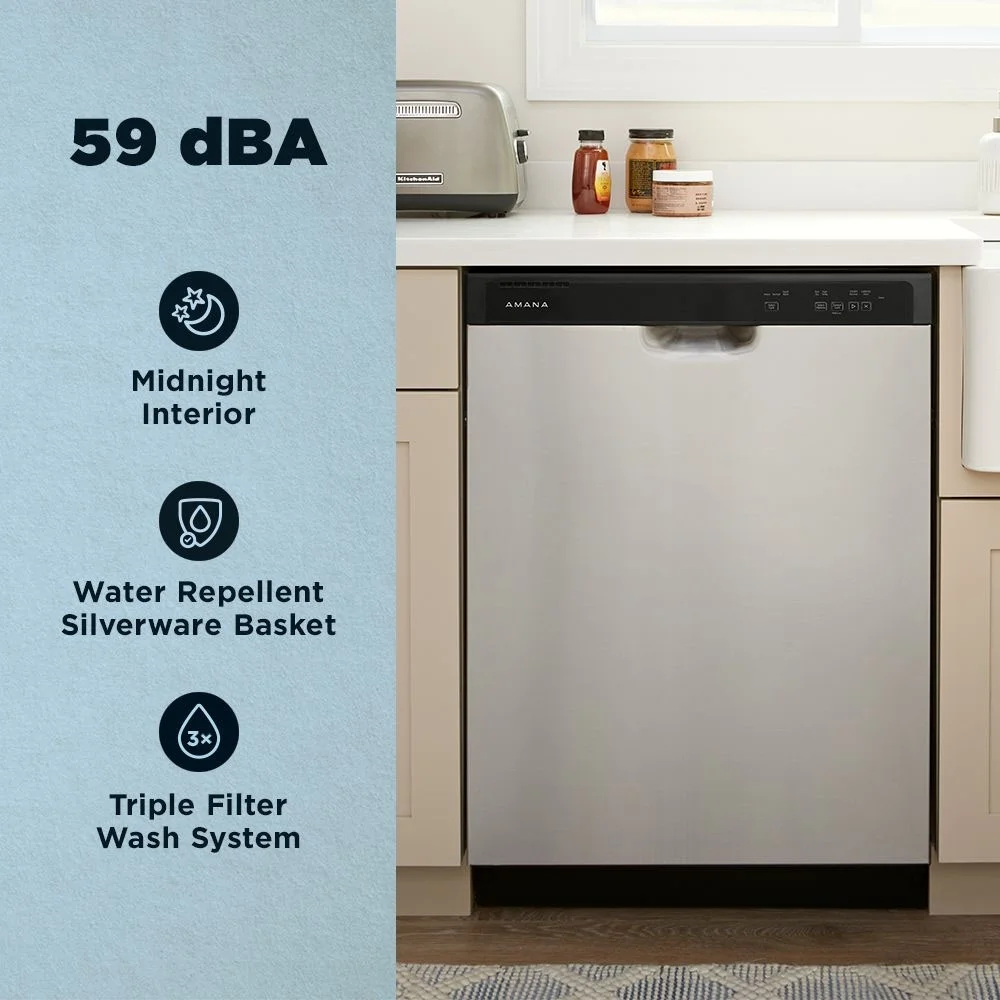 Amana ADFS2524RS 59 Dba Stainless Front Control Dishwasher