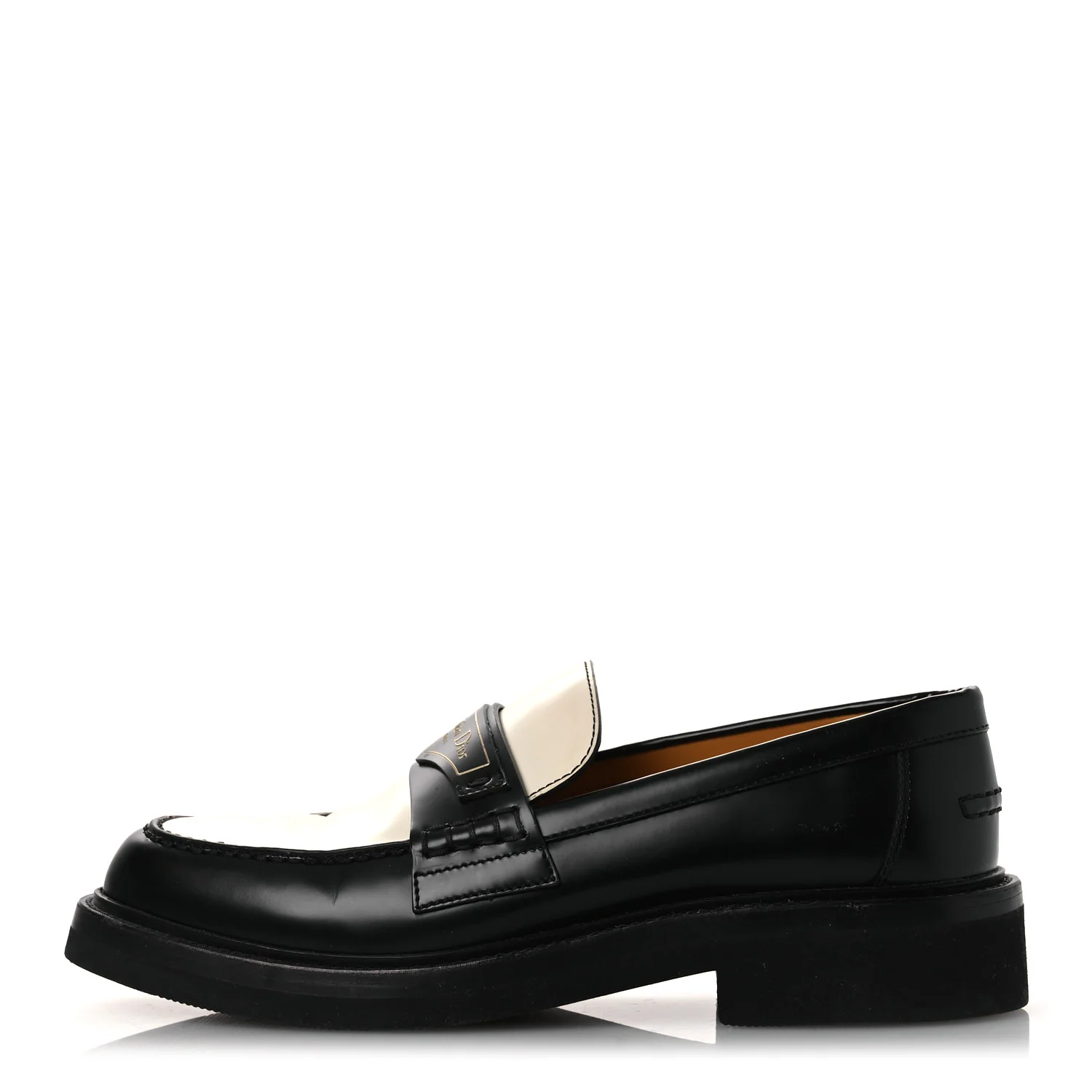 Brushed Calfskin Boy Loafers 37.5 Black White
