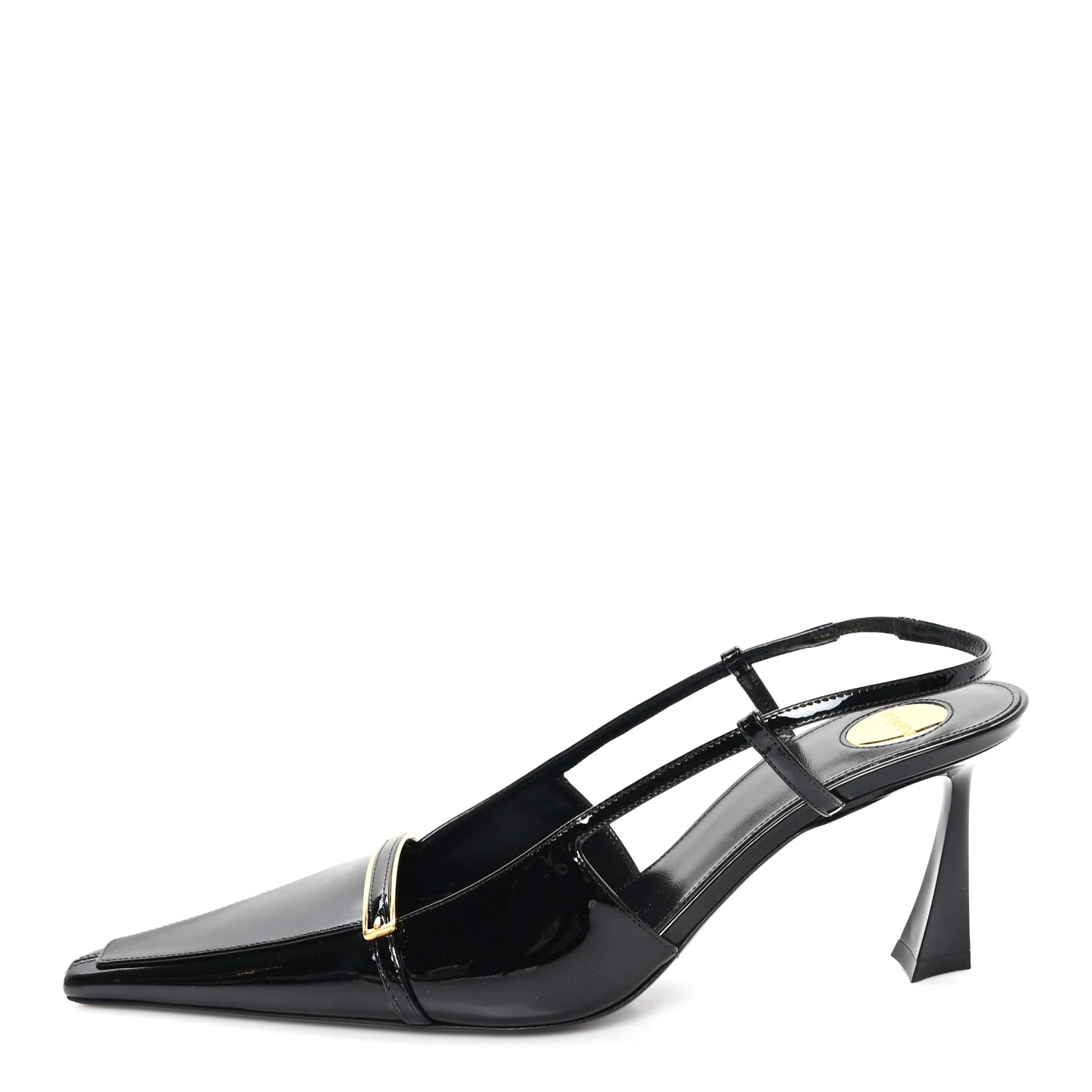 Patent Calfskin Jacqueline 75 Slingback Pumps 38 Black