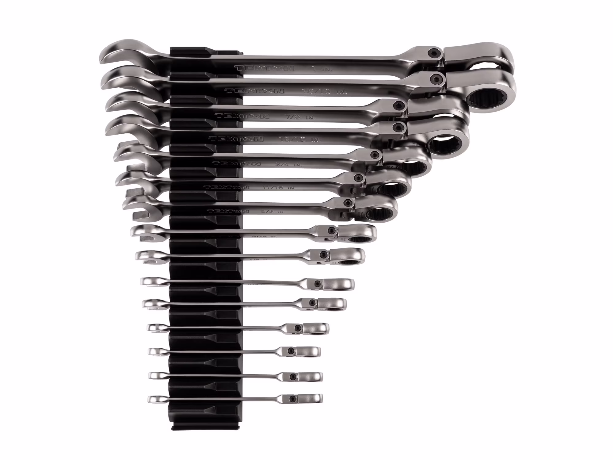 TEKTON Flex Head 12-Point Ratcheting Combination Wrench Set with Modular Wrench Organizer, 15-Piece (1/4-1 in.) | WRC95301