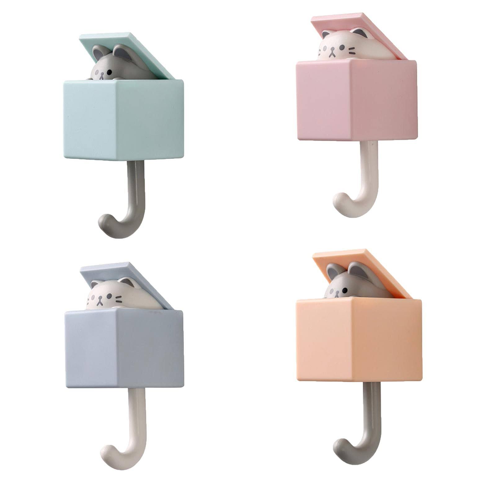 RELABTABY Creative Adhesive Coat Hook,6 Pcs Cute Pet Hooks for Coat, Scarf, Hat, Towel,Key,Bag, Utility Cat Hook for Wall Hanging Decorations(All 6