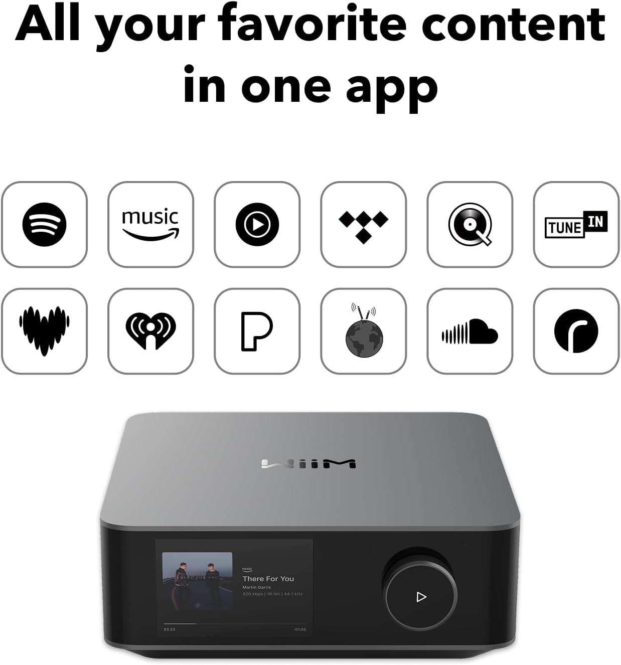 WiiM Amp Ultra with Voice Remote 2 | 100W Streaming Amplifier with Premium ESS ES9039Q2M DAC & Dual TI TPA3255 Amps | Built-in RoomFit EQ & Touchscreen | HDMI ARC  Optical  RCA Inputs | Space Gray