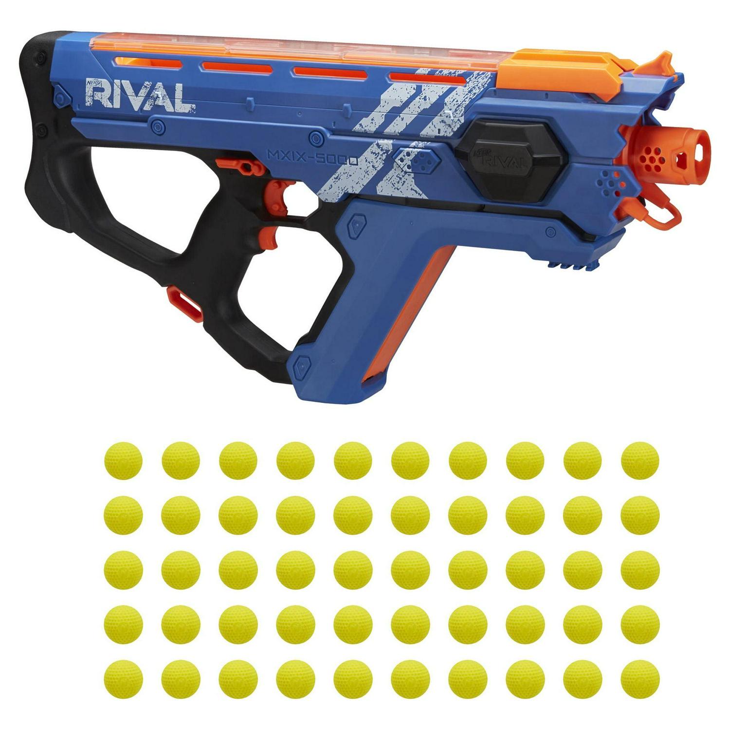 Rival Perses MXIX 5000 Team Blue Motorized Kids Toy Blaster with 50 Ball Dart Rounds for Ages 14 and Up