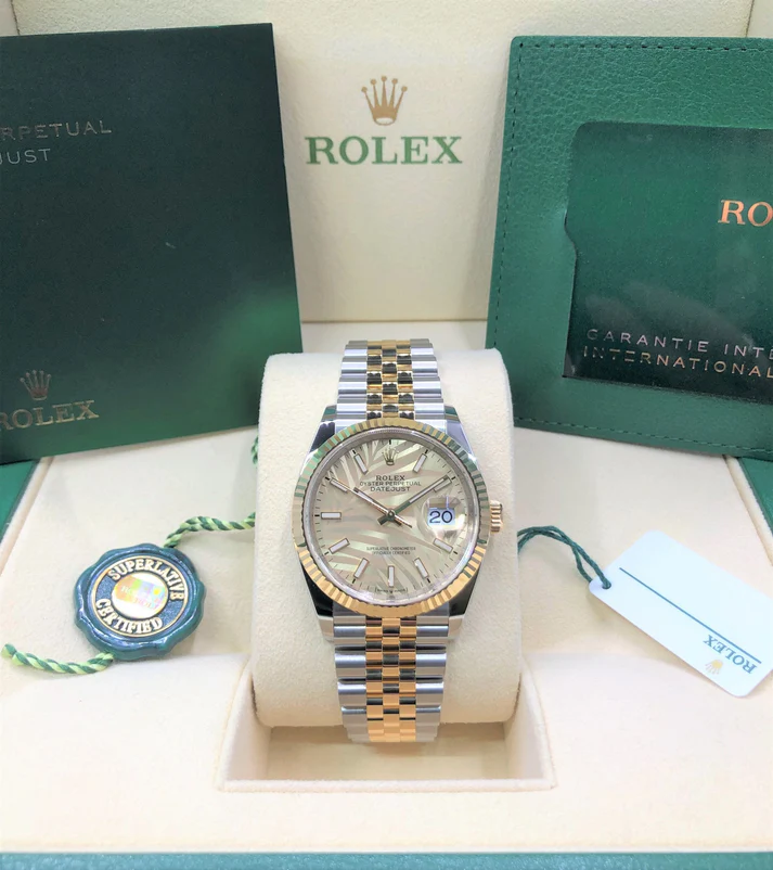 [Super Clone]RLX  Datejust 36mm 126233-0037 Golden Palm Motif 36mm Dial Jubilee Bracelet Watch