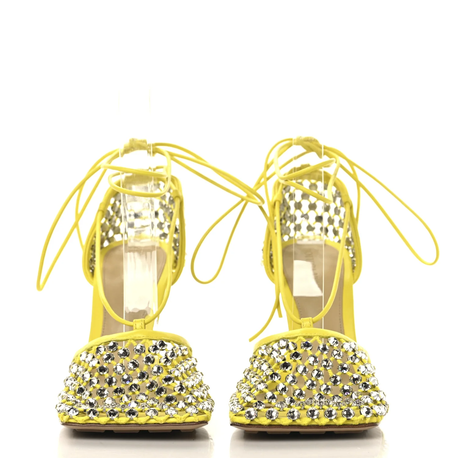 Mesh Nappa Crystal Embellished Sparkle Stretch Ankle Tie Sandals 36 36 Light House