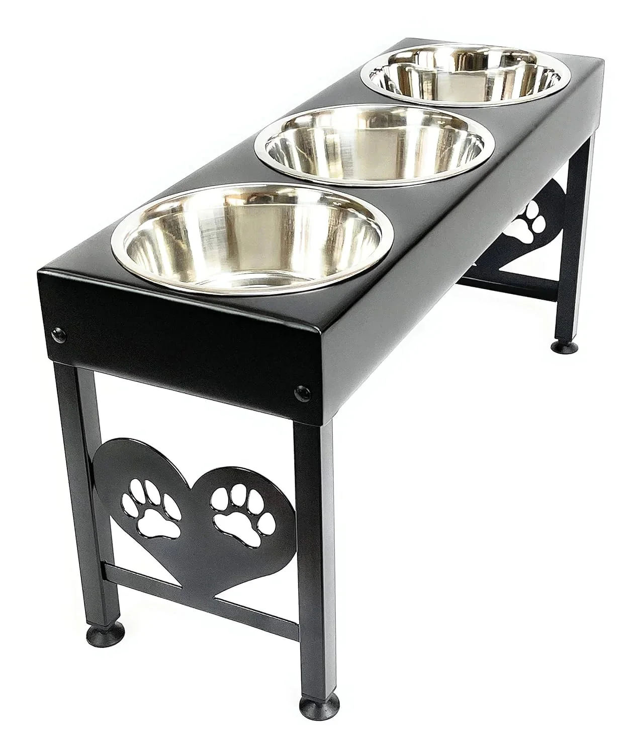 Pet Feeding Station Triple 3-Quart Metal Dog Bowl 16" Tall