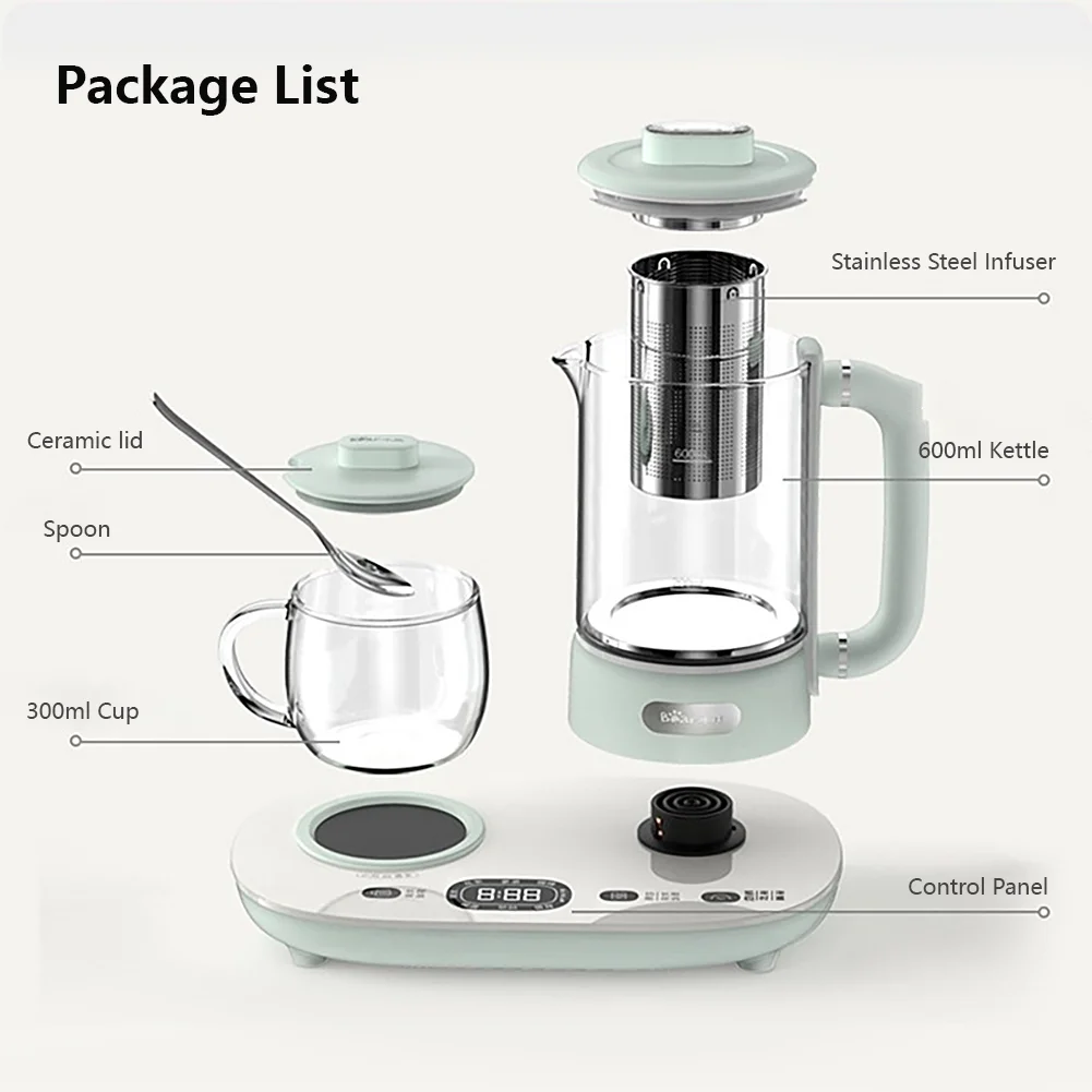 Bear YSH - C06N1 500W Electric Kettle with Cup Warmer and Temperature Control, White, 2 Count