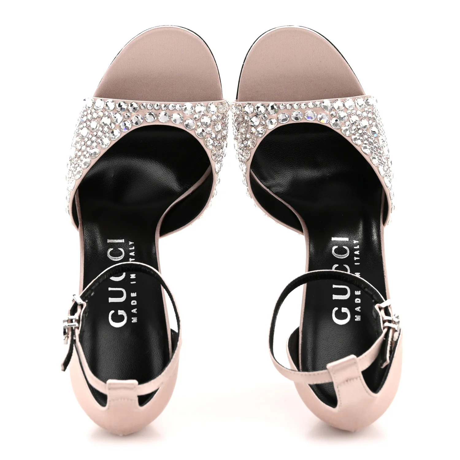 Satin Crystal Ankle Strap Sandal Pumps 39 Skin Rose
