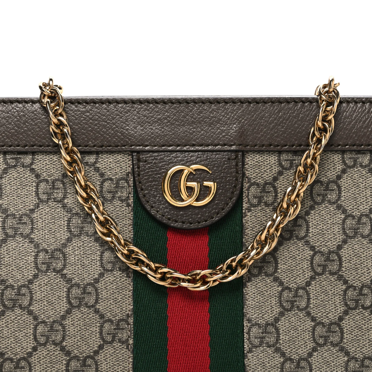 GG Supreme Monogram Web Small Ophidia Chain Shoulder Bag Brown