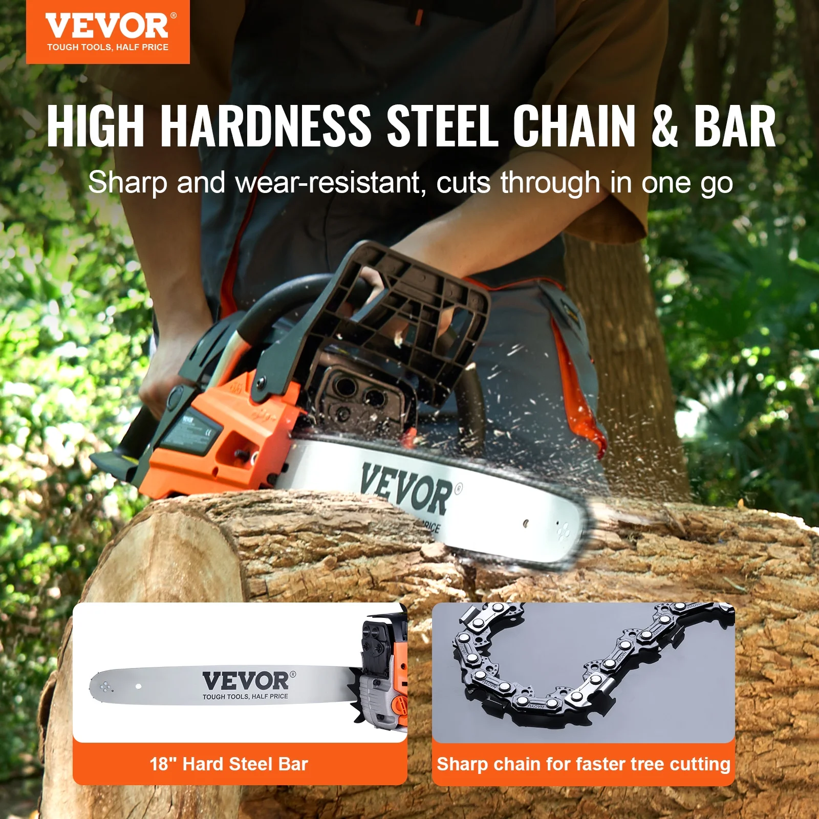 VEVOR Gas Chainsaw, 52CC 18
